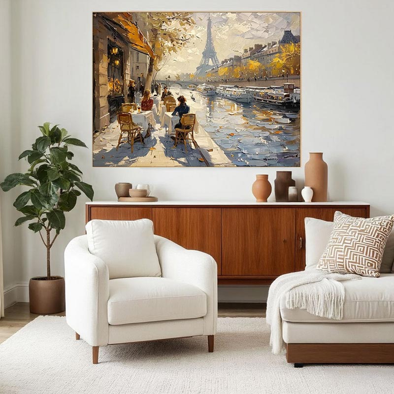 Paris Eiffel Tower Impressionist Canvas Wall Art #AT035