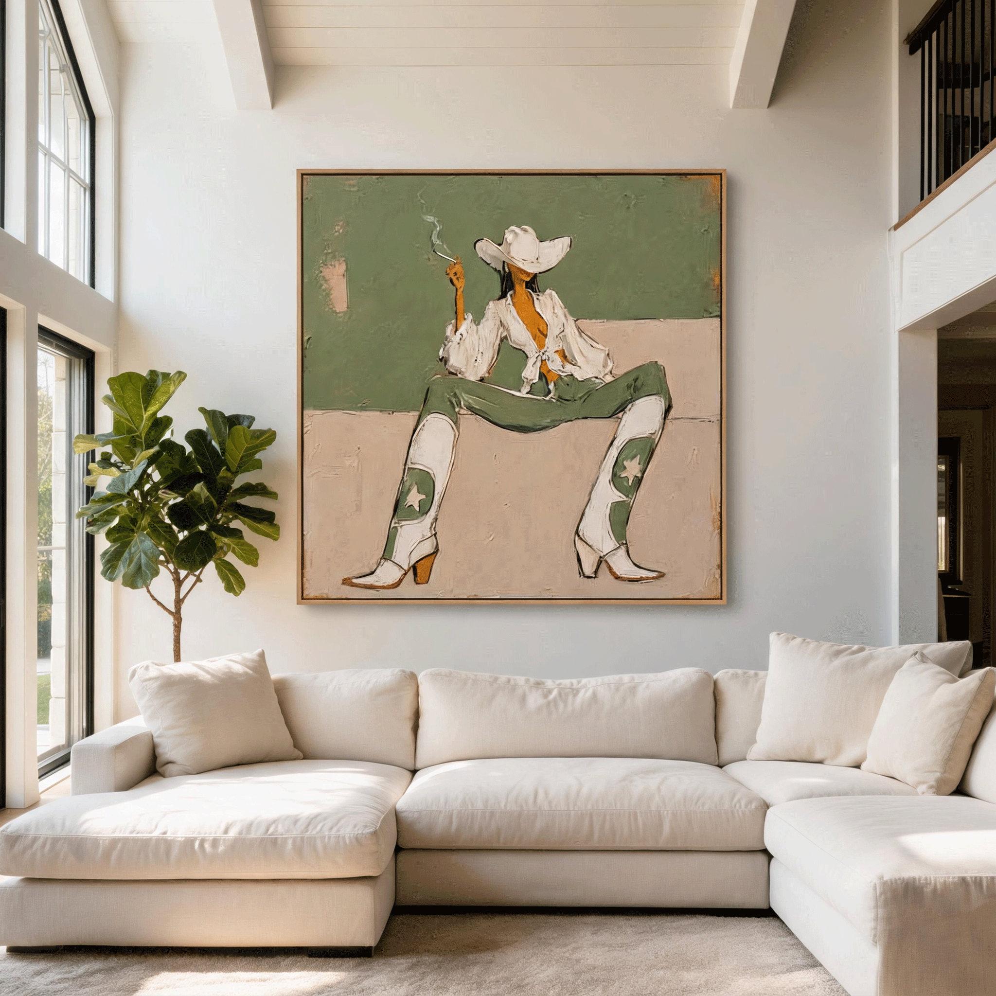 Cowgirl Wall Art | Western Figurative Oil Painting #CP062