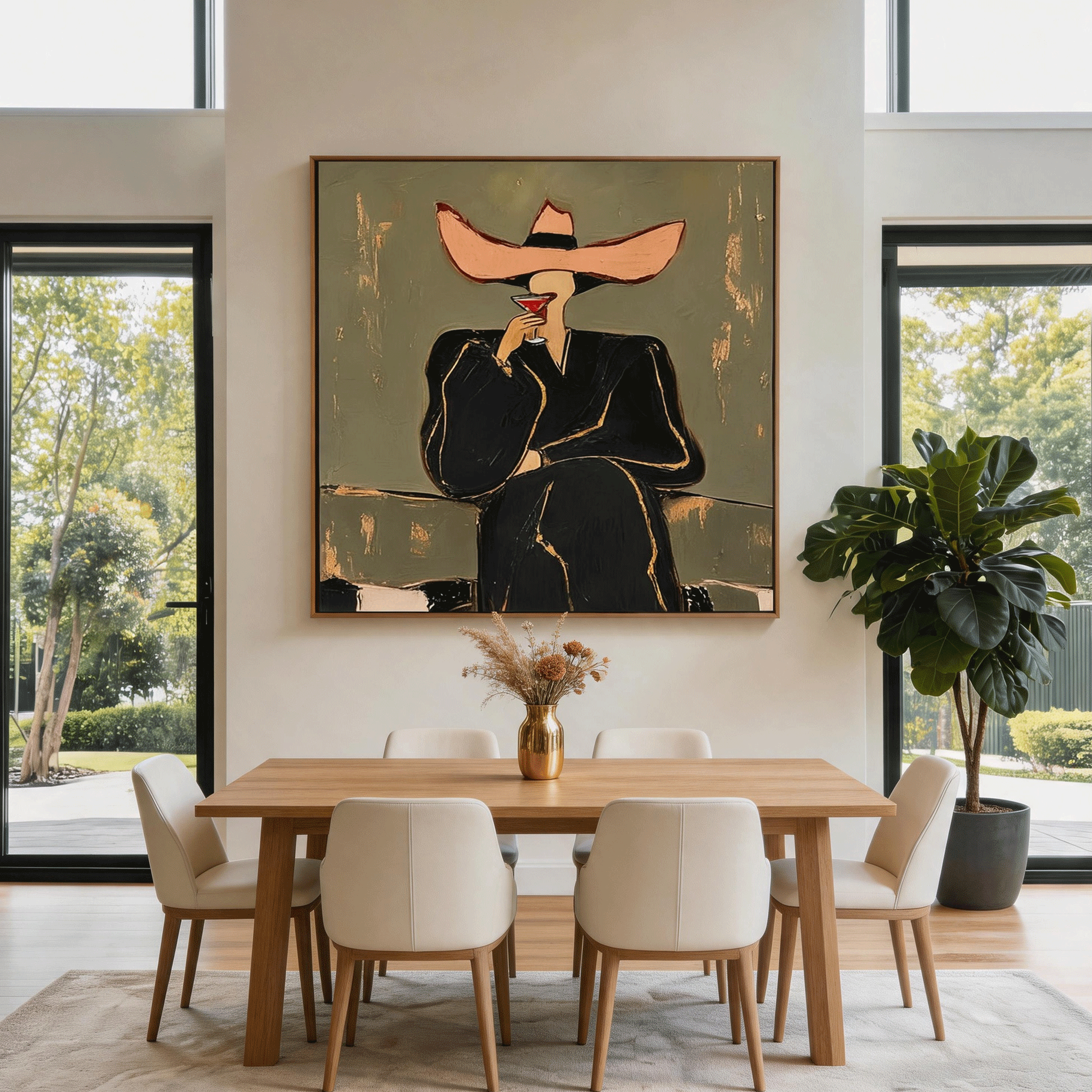 Cocktail Lady Wall Art | Modern Figurative Oil Painting #CP061