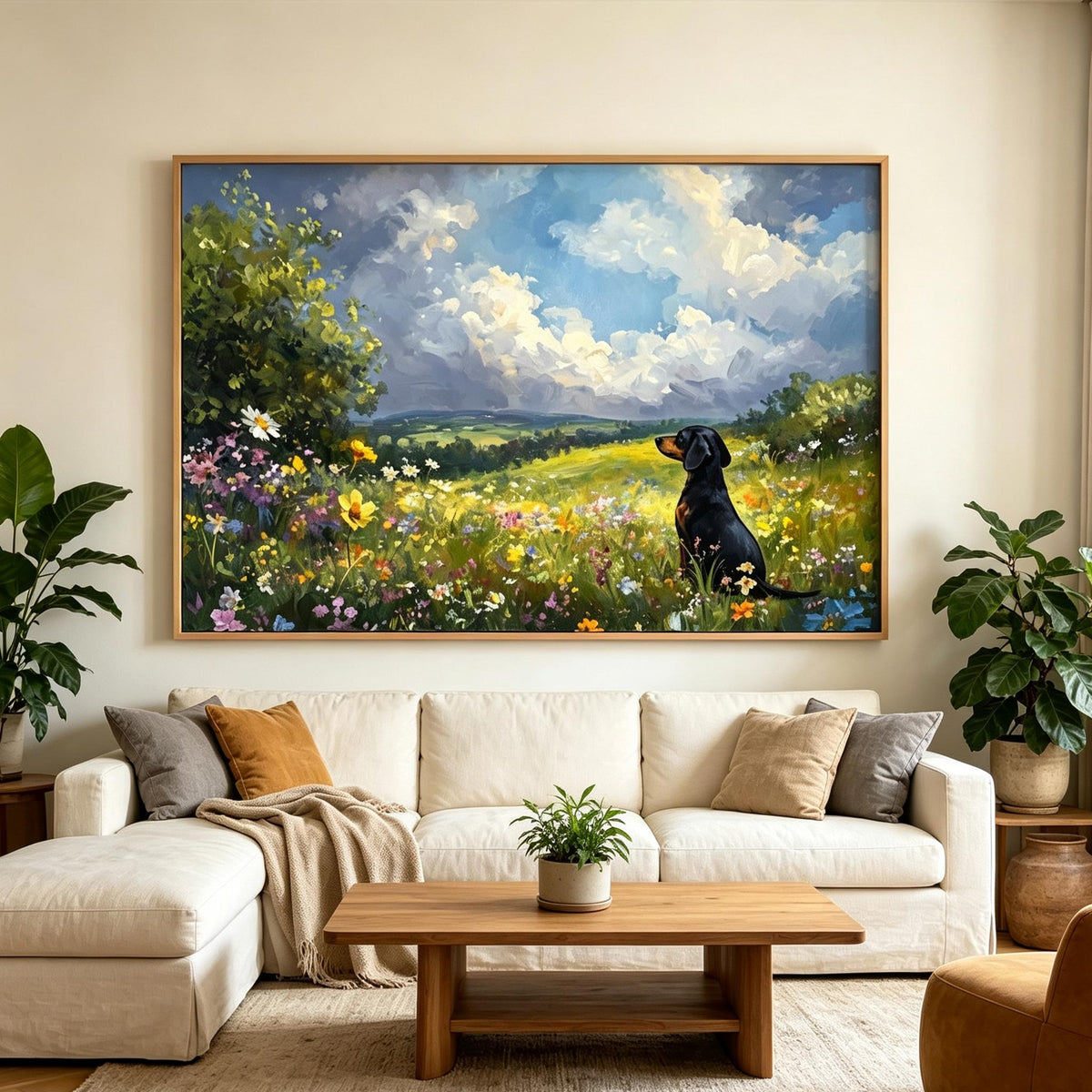 Dachshund in Wildflower Meadow Wall Art #AN004