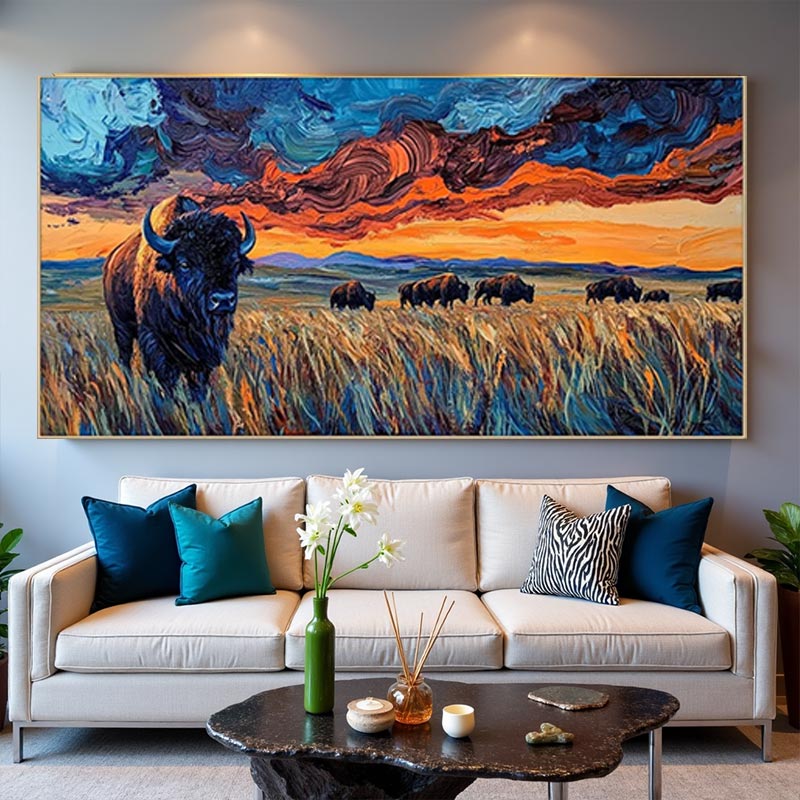Bold Colorful Prairie Wildlife Painting #AT018