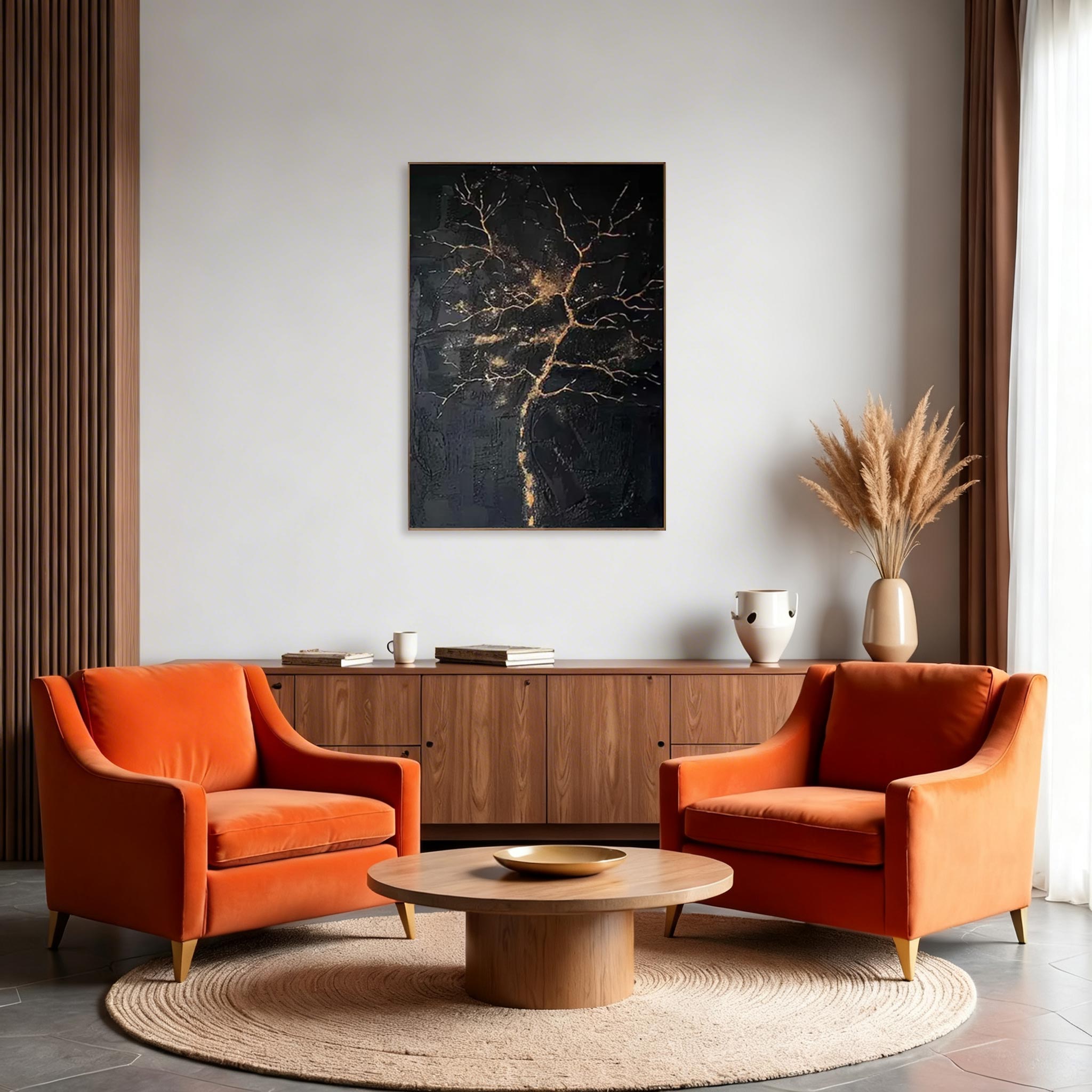 Black and Gold Abstract Wall Art Canvas #MA021