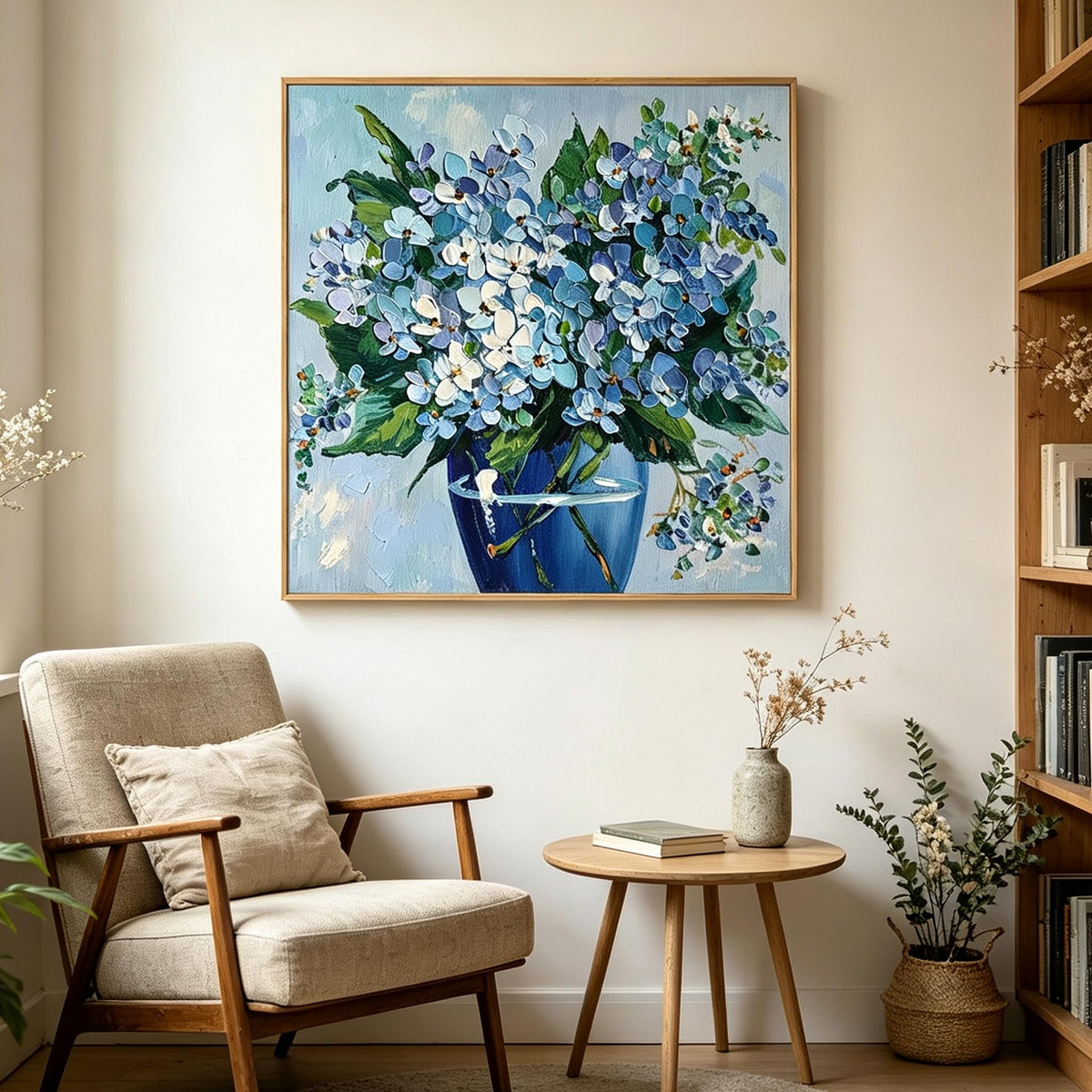 Blue Hydrangea Vase Wall Art #FL076