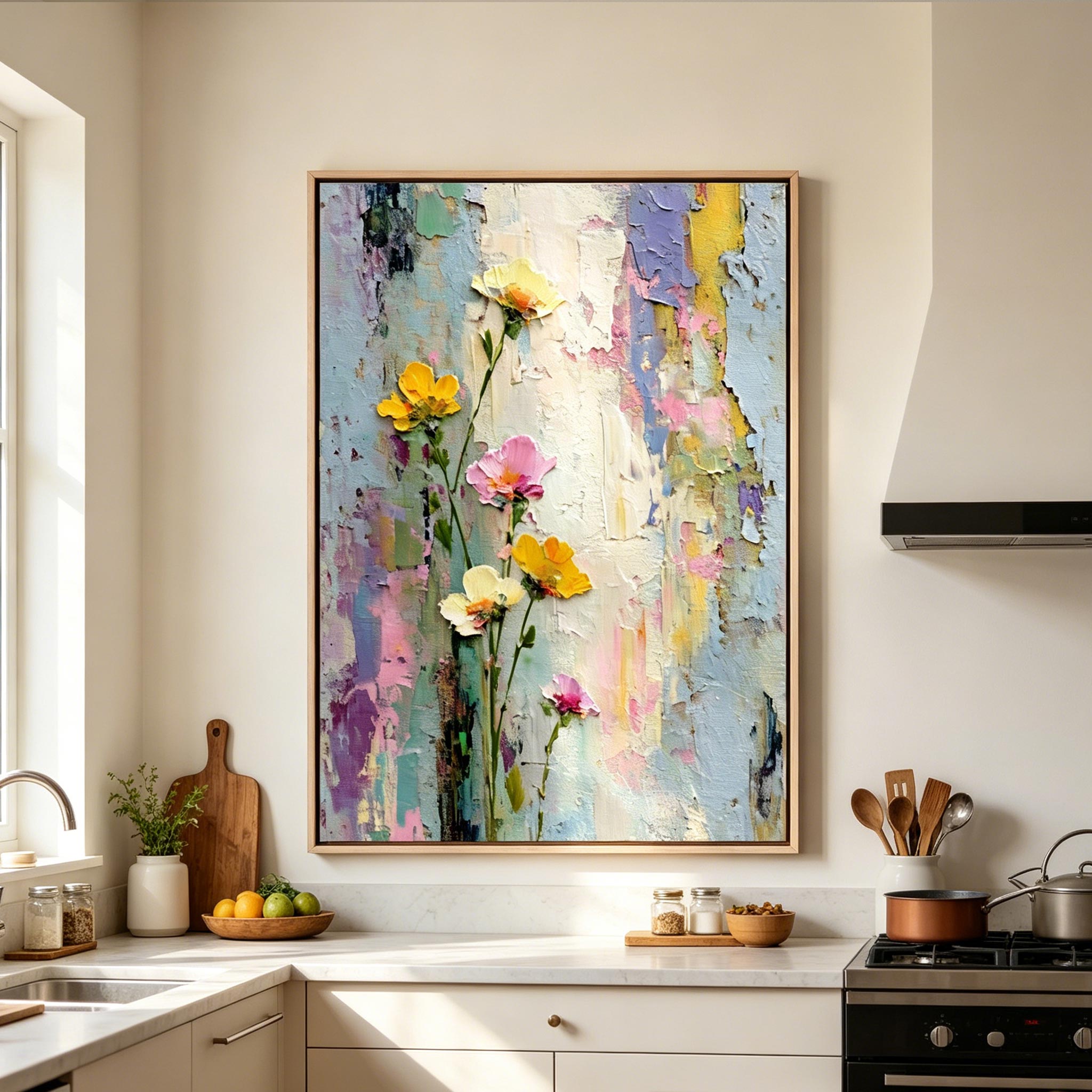 Pastel Wildflower Texture Wall Art #FL011