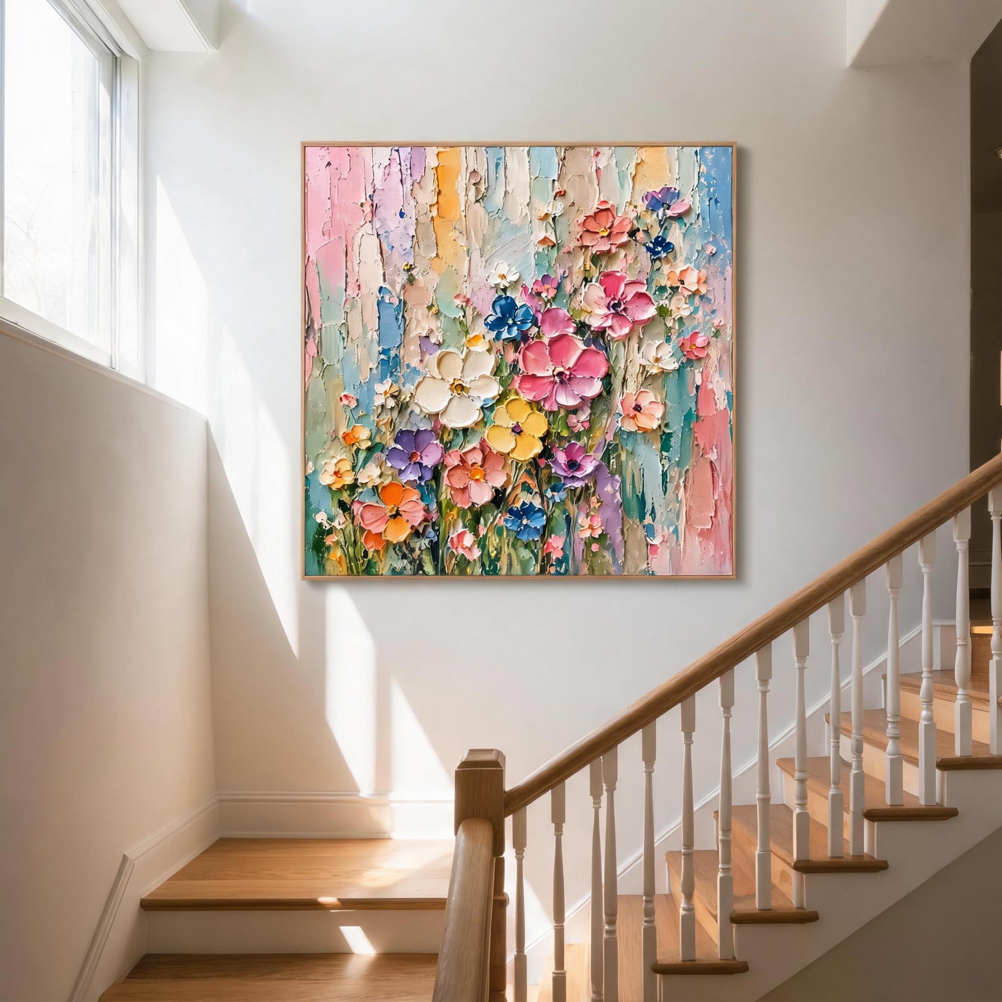 Textured Pastel Floral Wall Art #FL037