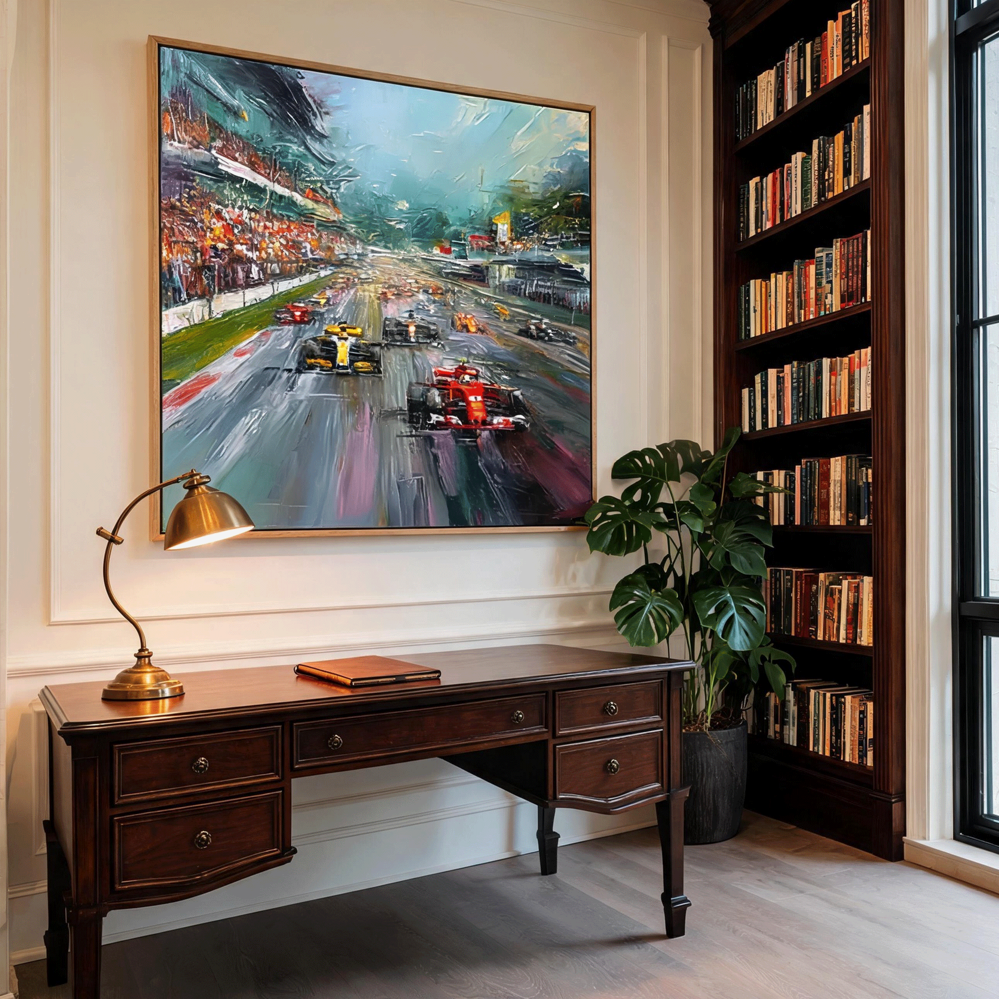 Racing Track Wall Art | Hand-Painted Formula Car Oil Painting #CP063