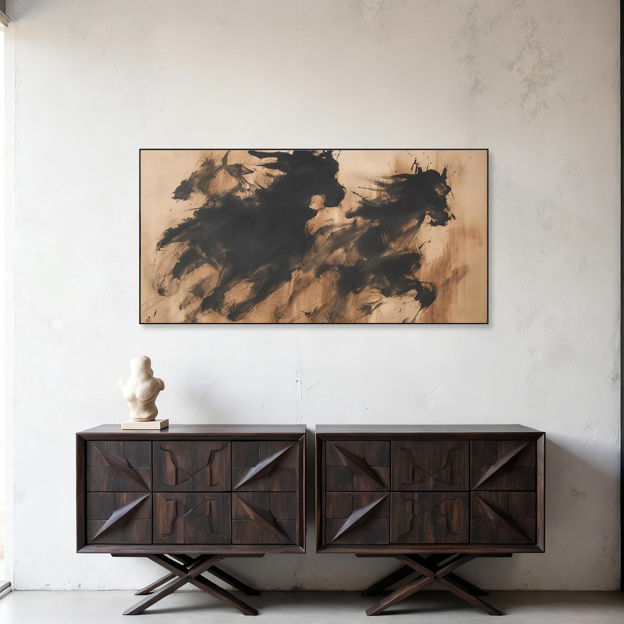 Abstract Running Horses Canvas Wall Art #HA011