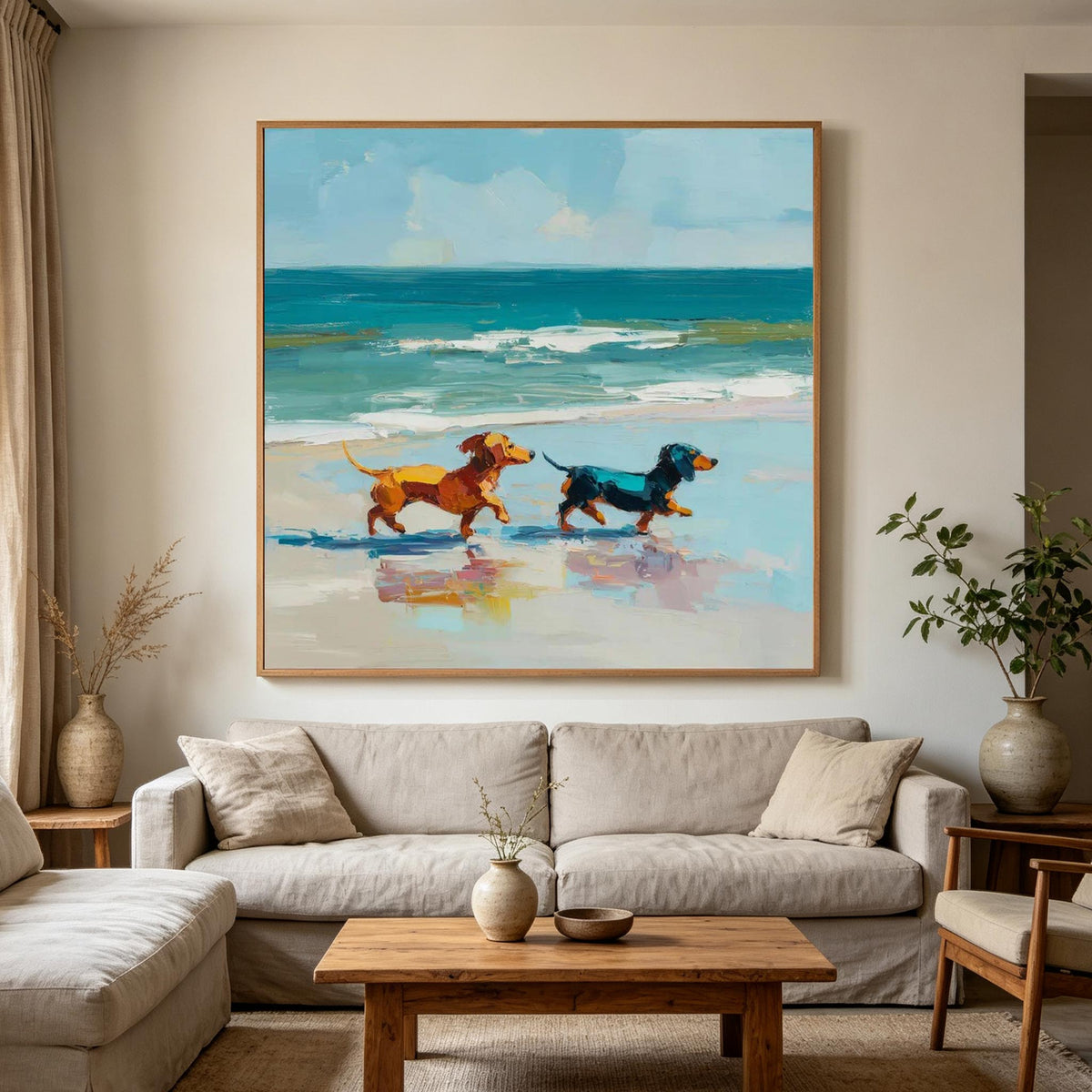 Dachshunds on the Beach Wall Art #AN020