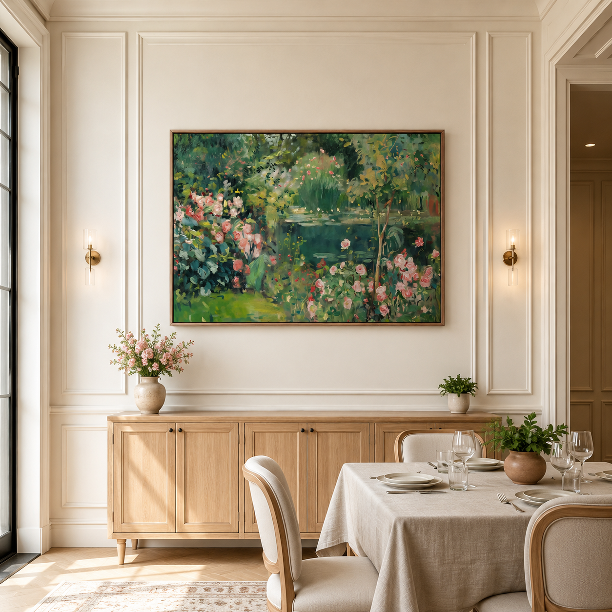Rose Garden Pond Wall Art #FL075