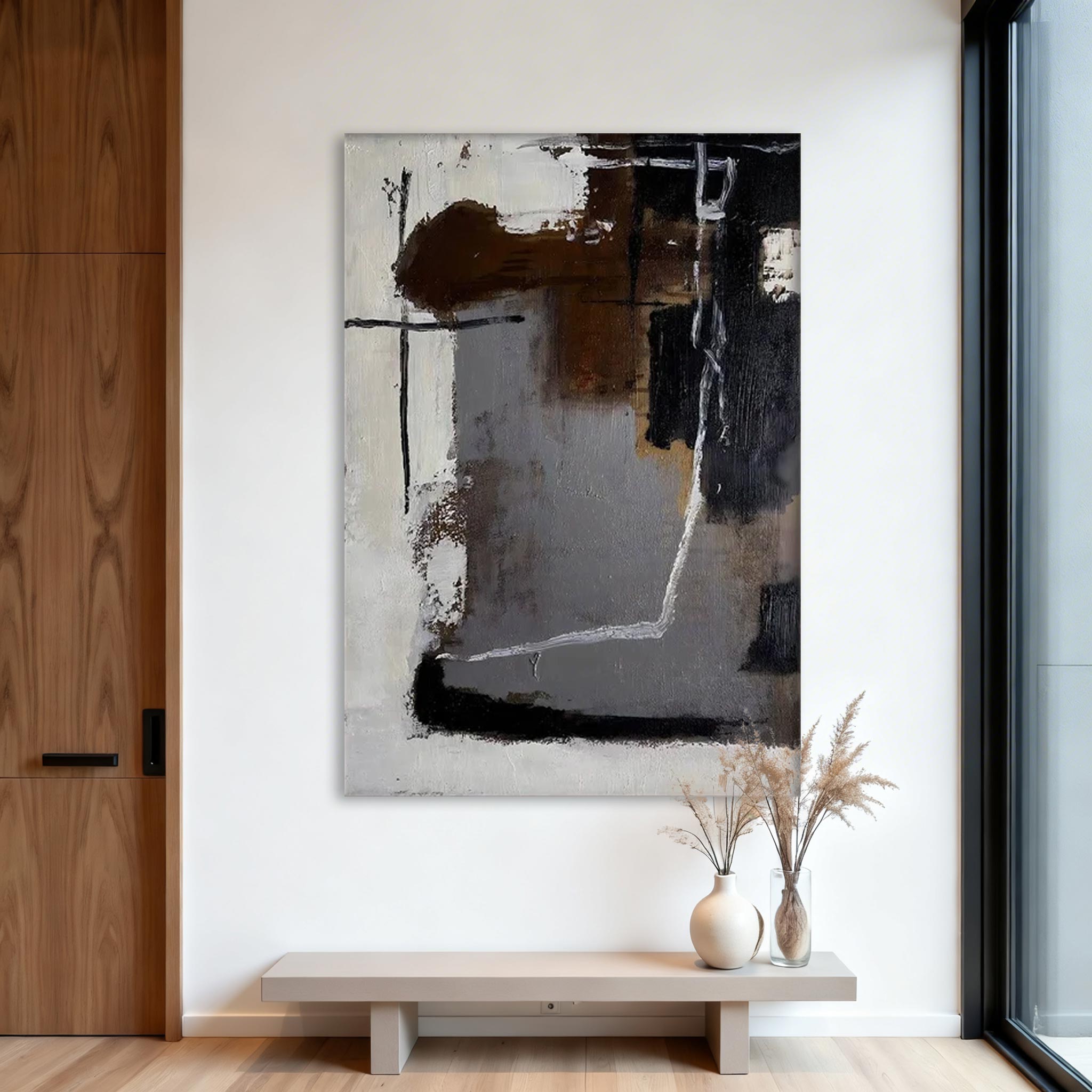 Minimalist Brown Gray Wall Art MA009
