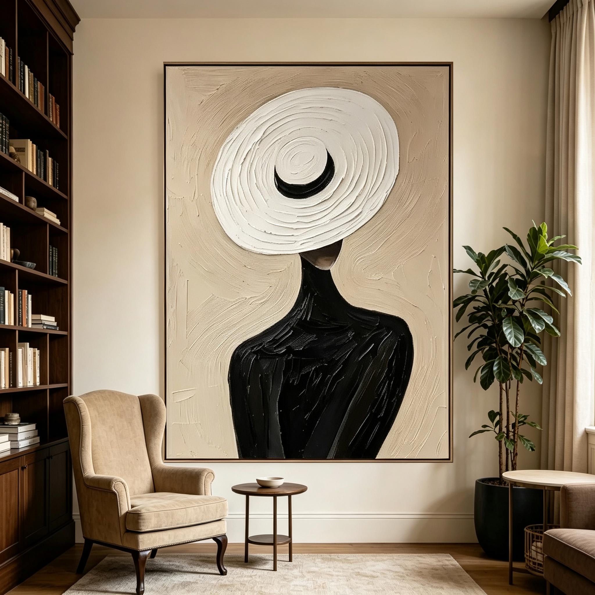 Wide Brim – Heavy Impasto Silhouette Figure Painting #CP068