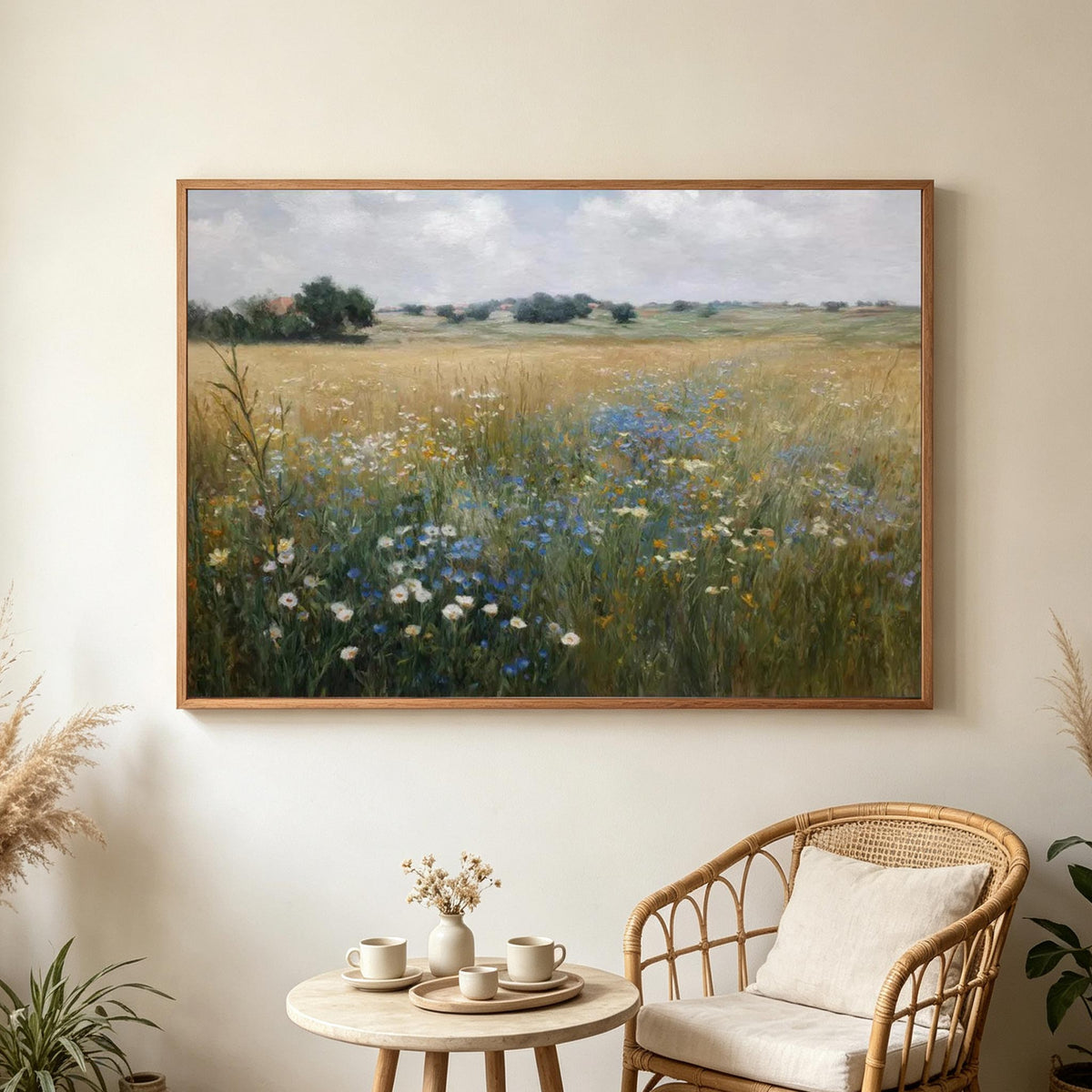Blue Wildflower Meadow Wall Art #FL066