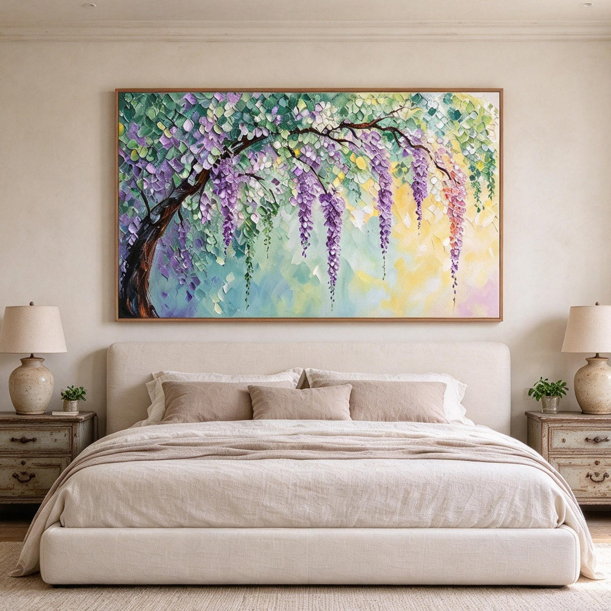 Purple Wisteria Tree Textured Wall Art #LS083