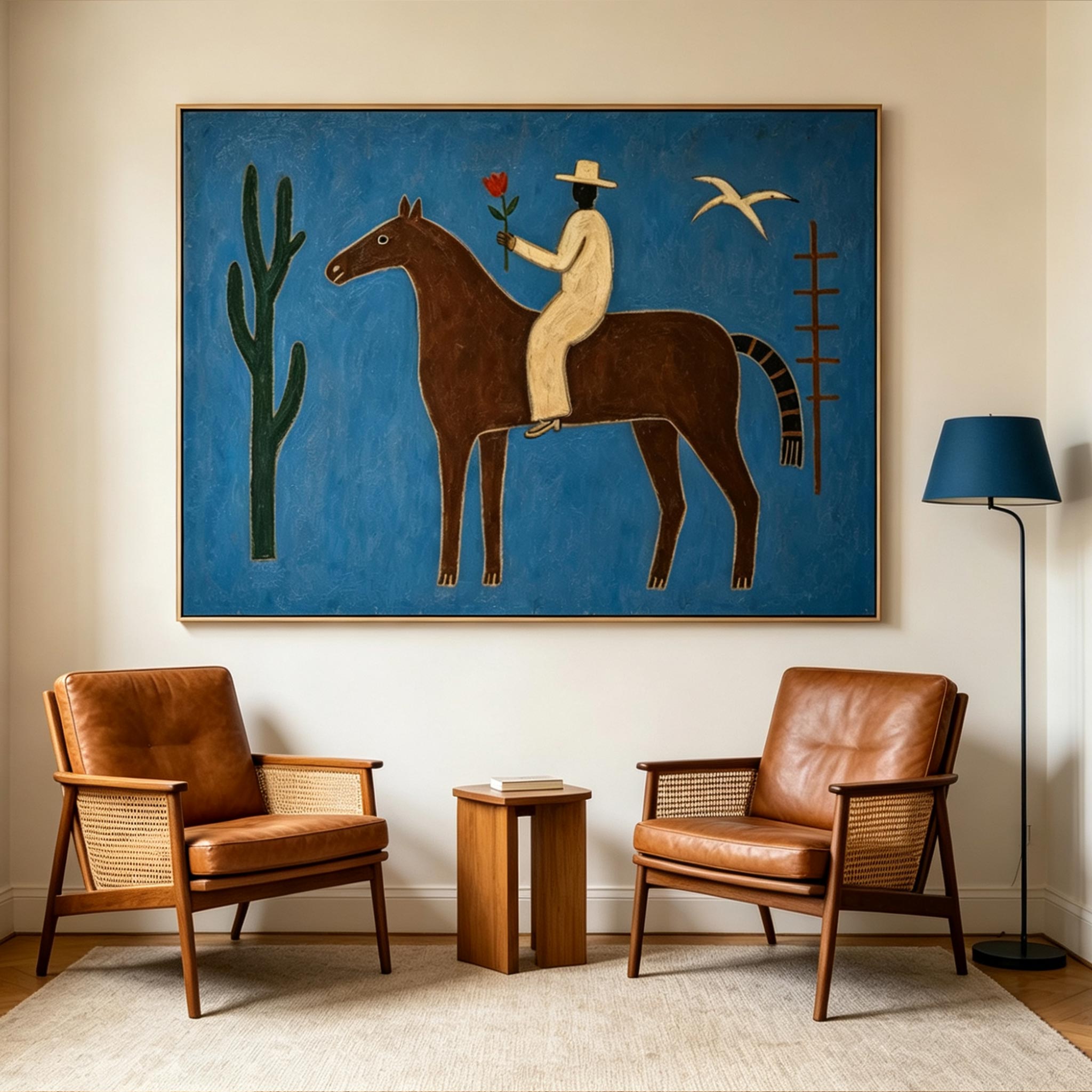 A Rose for the Journey – Whimsical Folk Art Horse Painting #HA063