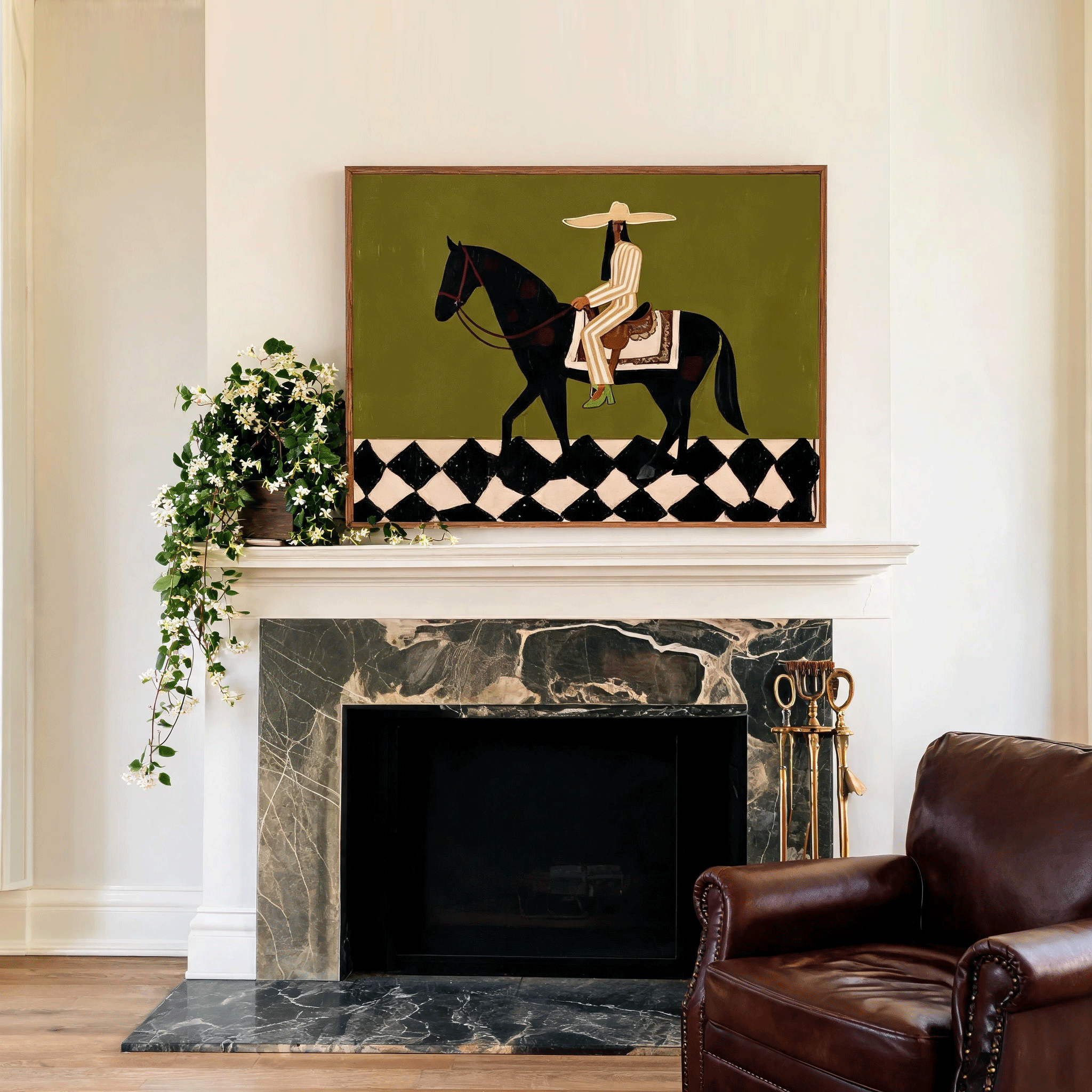 Modern Equestrian Wall Art | Minimalist Horse Oil Painting #MA043