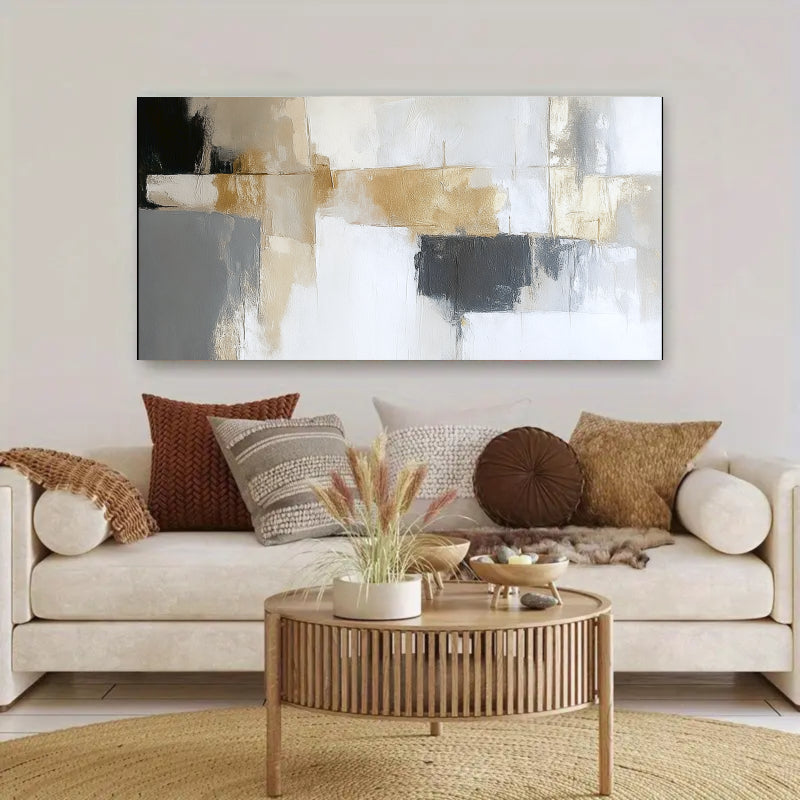 Modern Abstract Wall Art Painting - Gold, Black #AB014