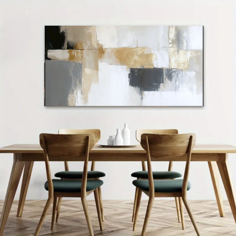 Modern Abstract Wall Art Painting - Gold, Black #AB014