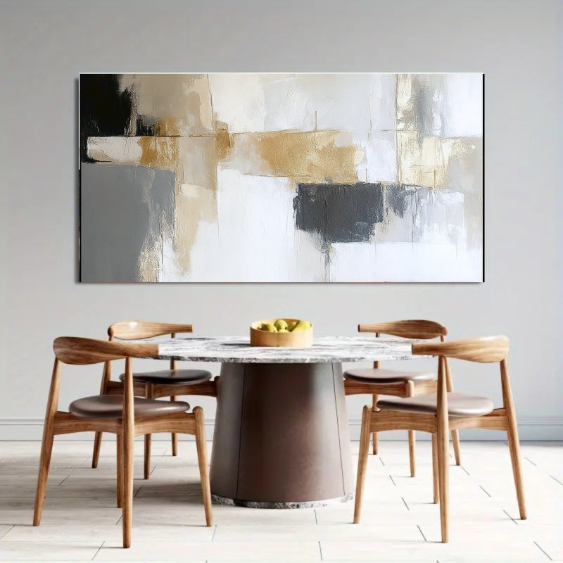 Modern Abstract Wall Art Painting - Gold, Black #AB014