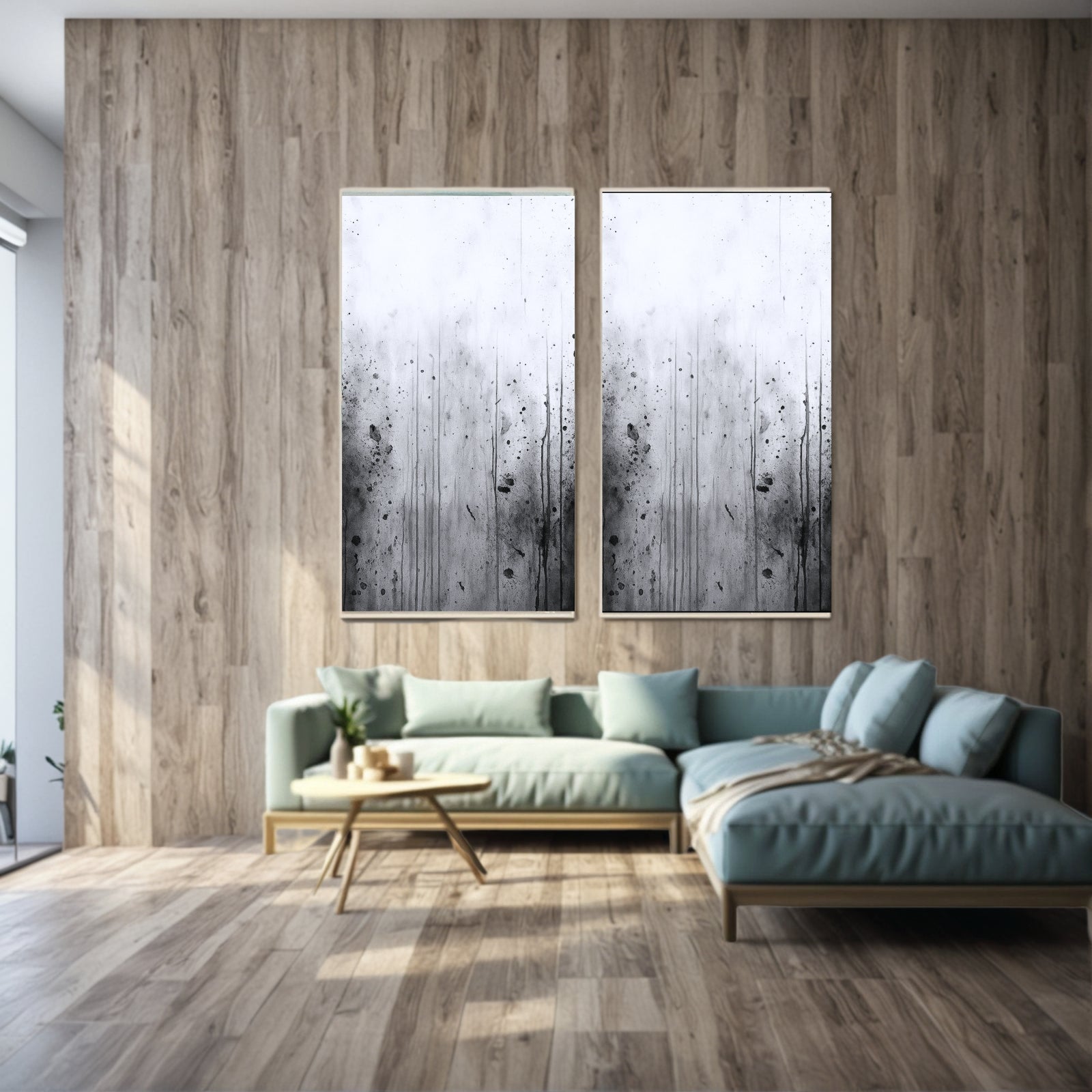 Modern Abstract Black and White Wall Art Painting Minimalist Style #AB010