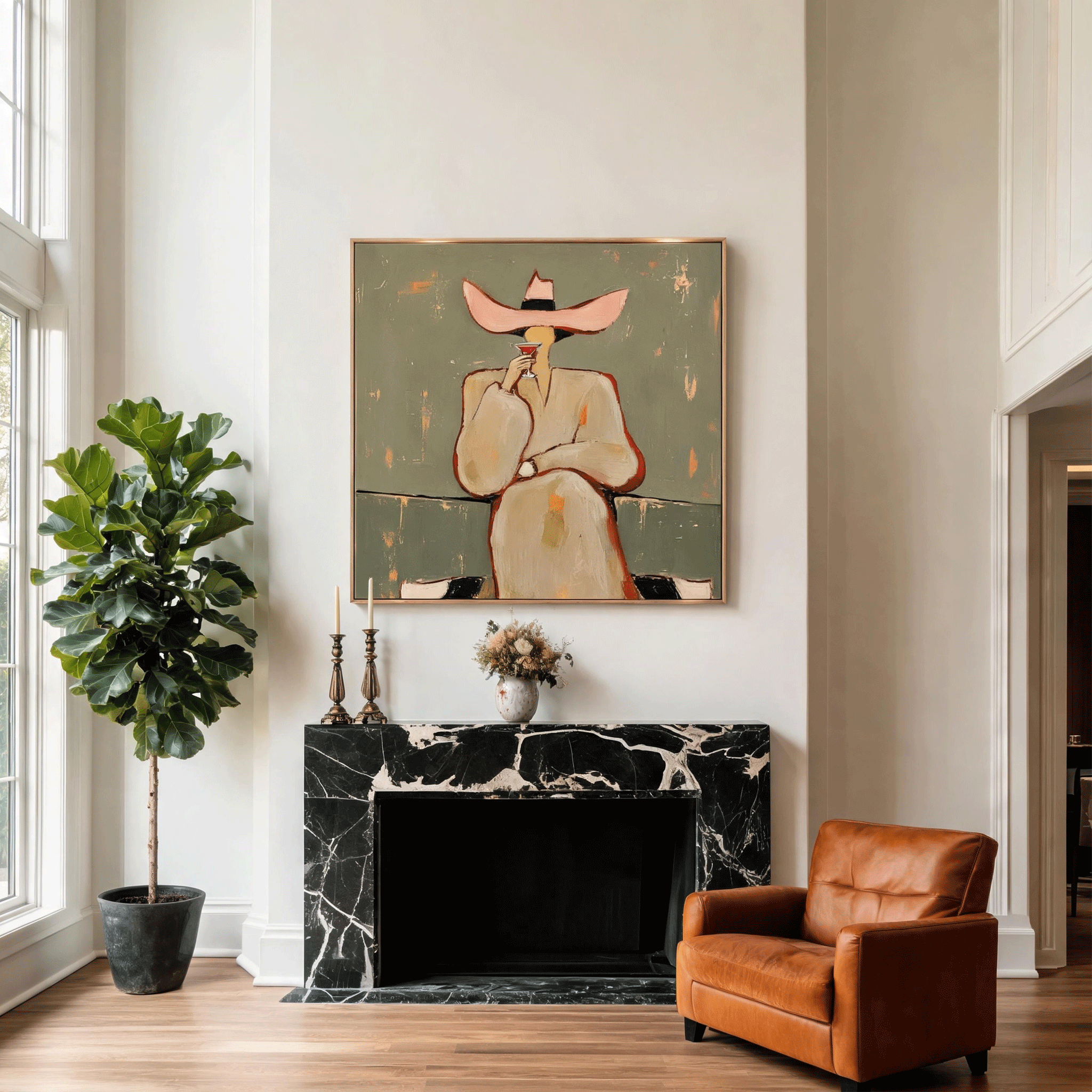 Cocktail Lady Wall Art | Contemporary Figurative Oil Painting #CP063