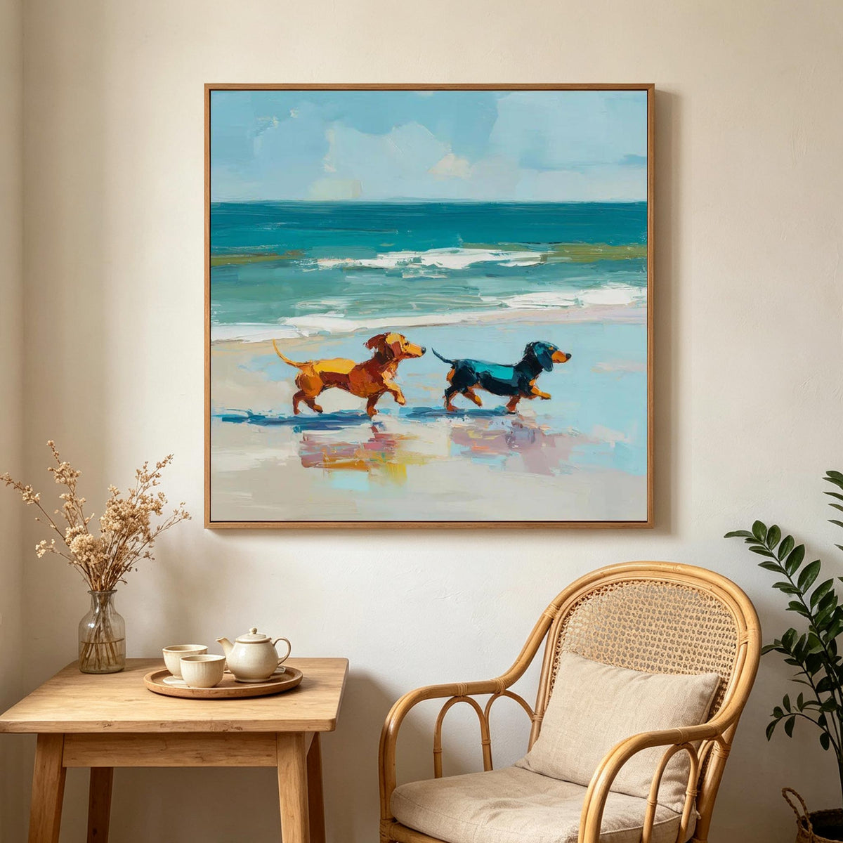 Dachshunds on the Beach Wall Art #AN020
