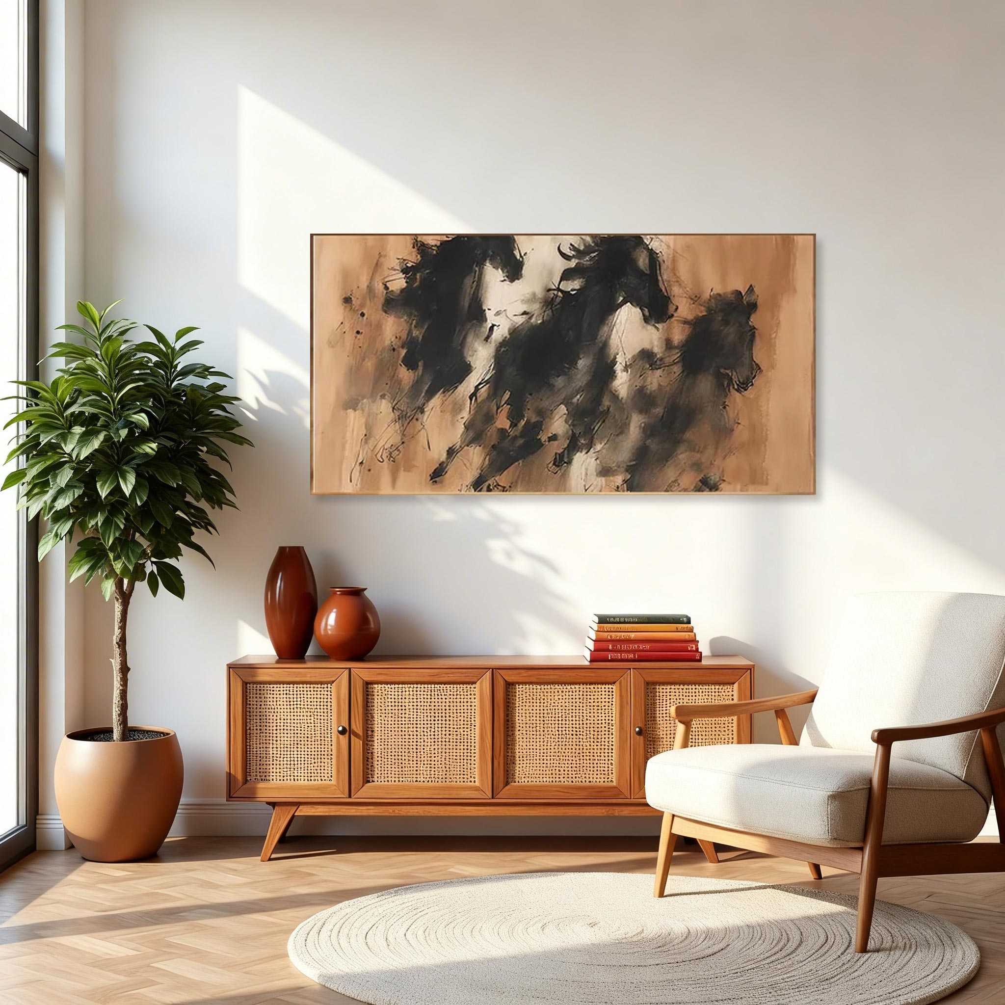 Abstract Three Horses Canvas Wall Art #HA012