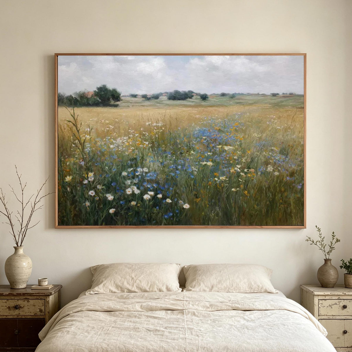 Blue Wildflower Meadow Wall Art #FL066
