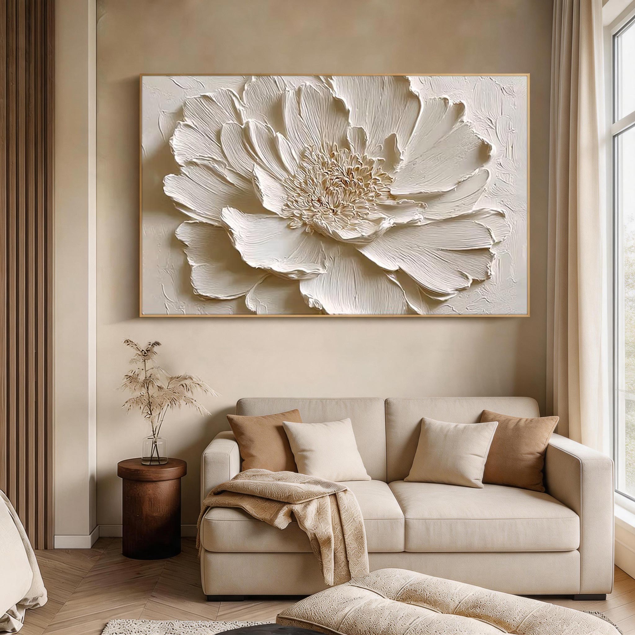 Textured Ivory Bloom Wall Art #FL033