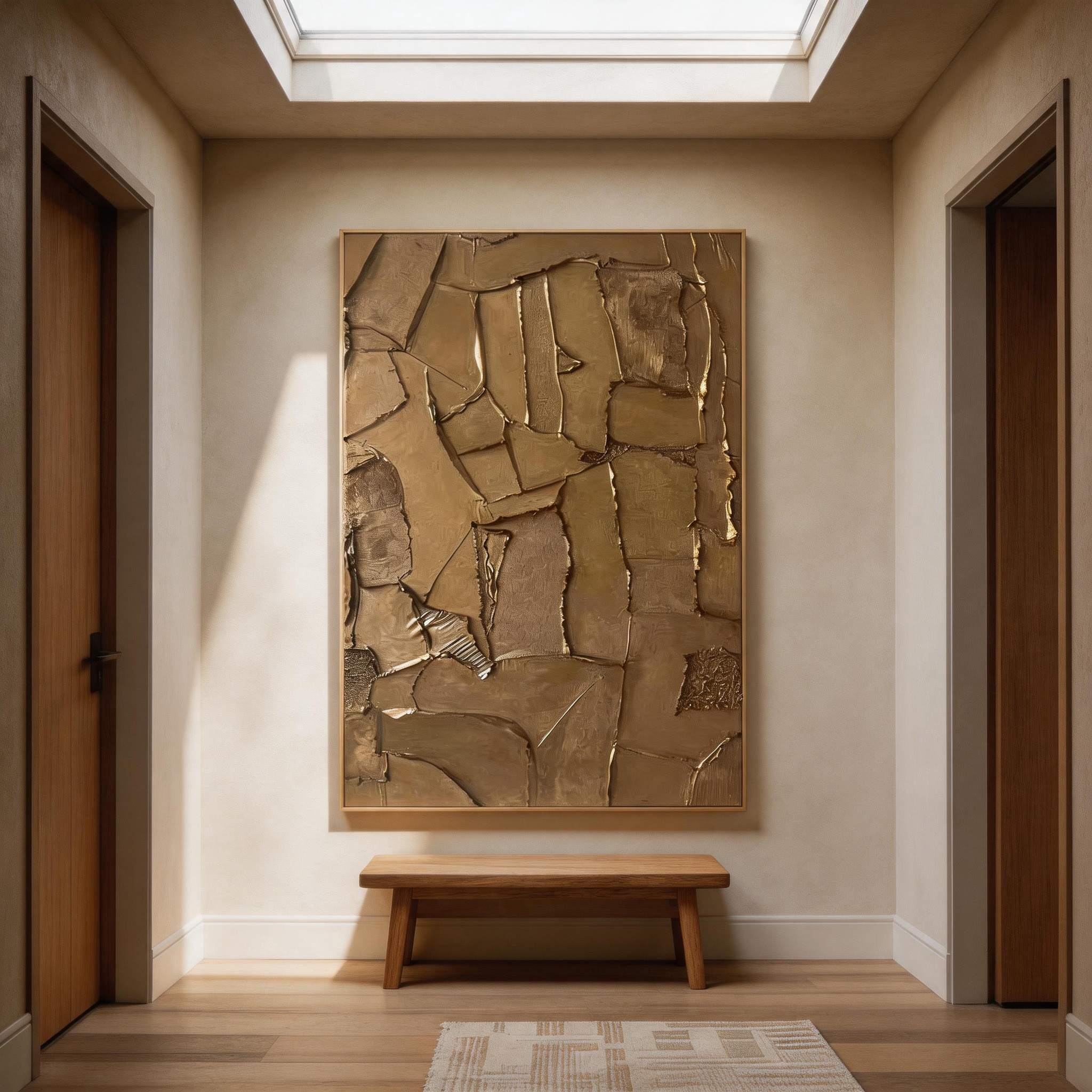 Gold Fault — Crackle Mosaic Impasto Canvas Wall Art in Bronze & Gold #GT007