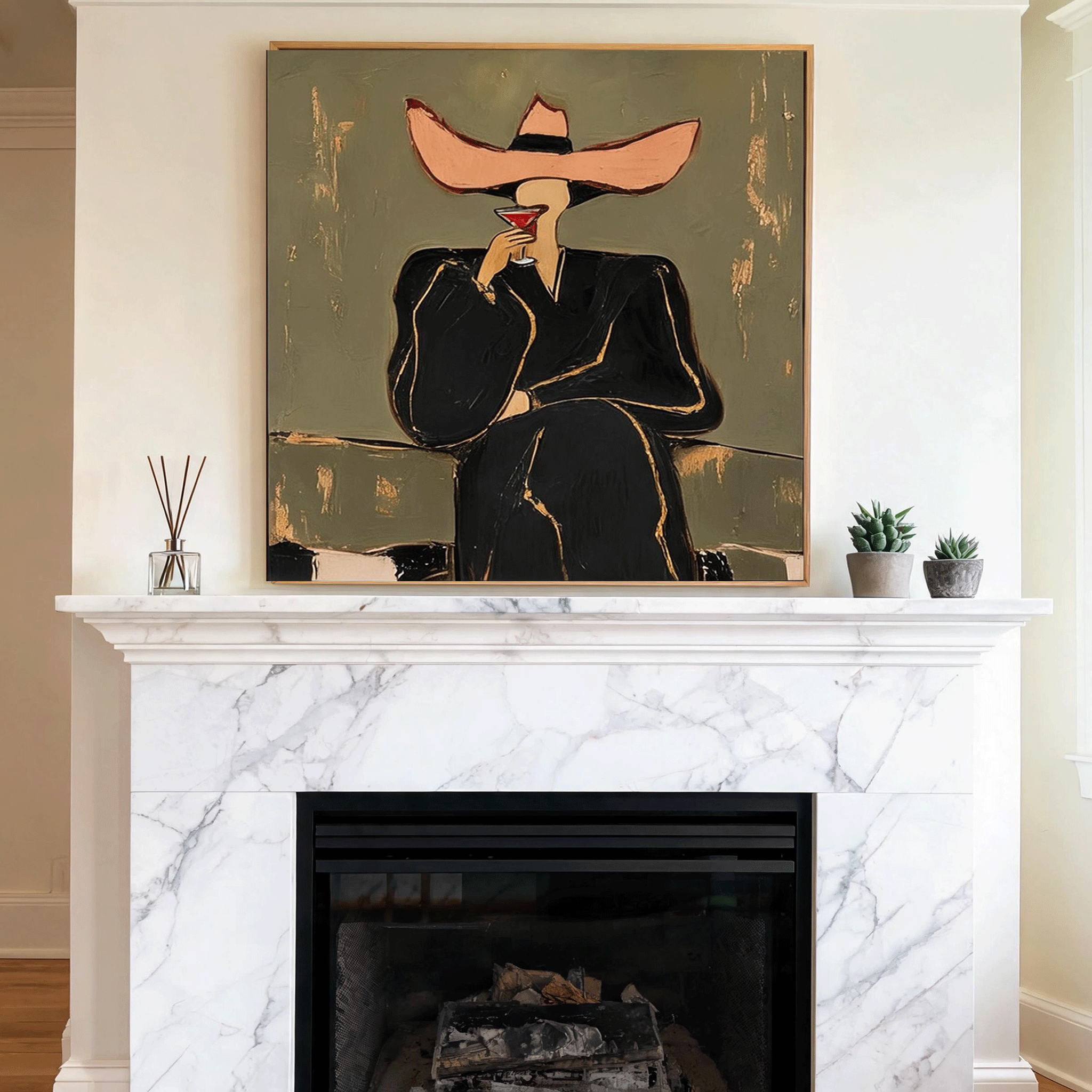 Cocktail Lady Wall Art | Modern Figurative Oil Painting #CP061