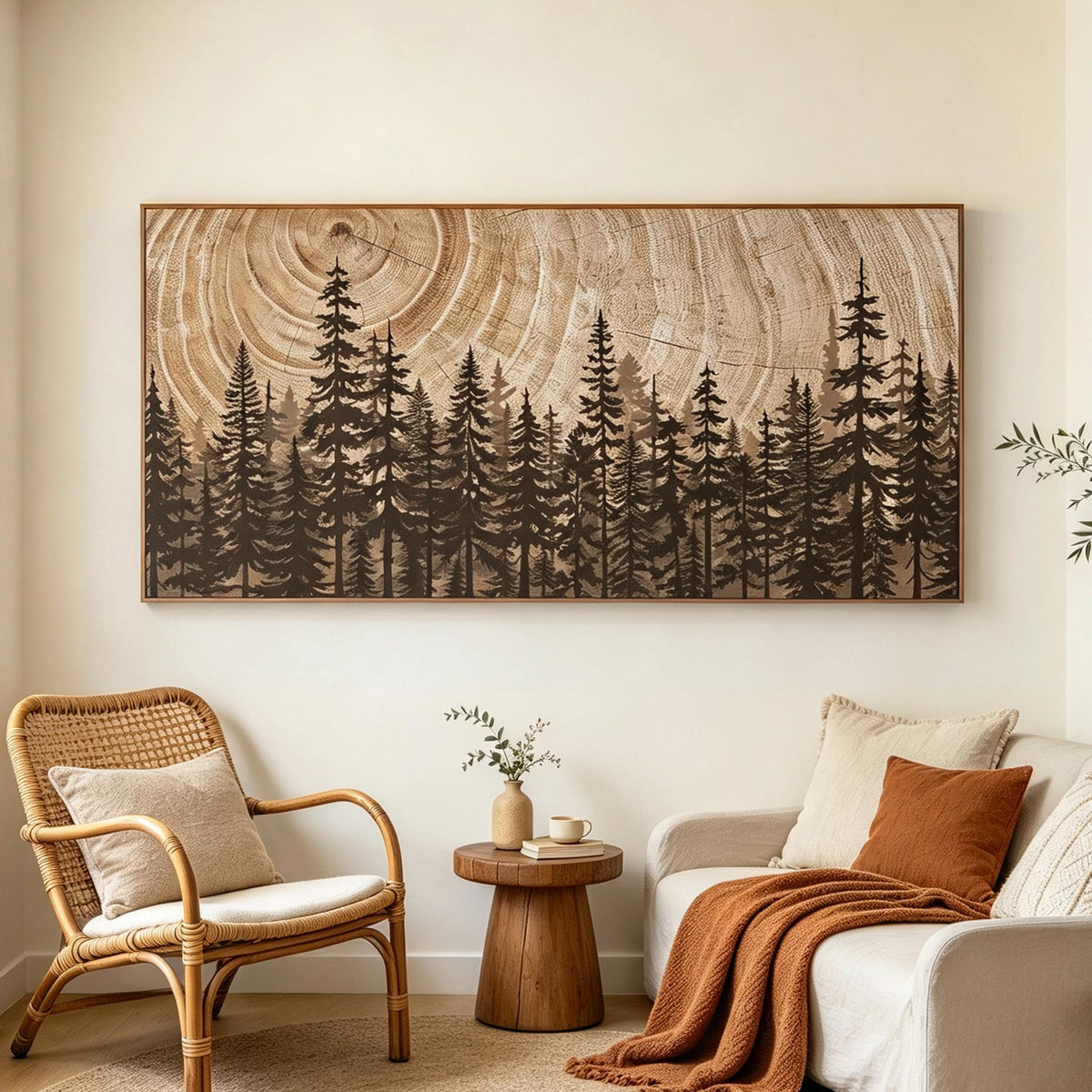 Earthy Brown Pine Forest Wall Art #LS078