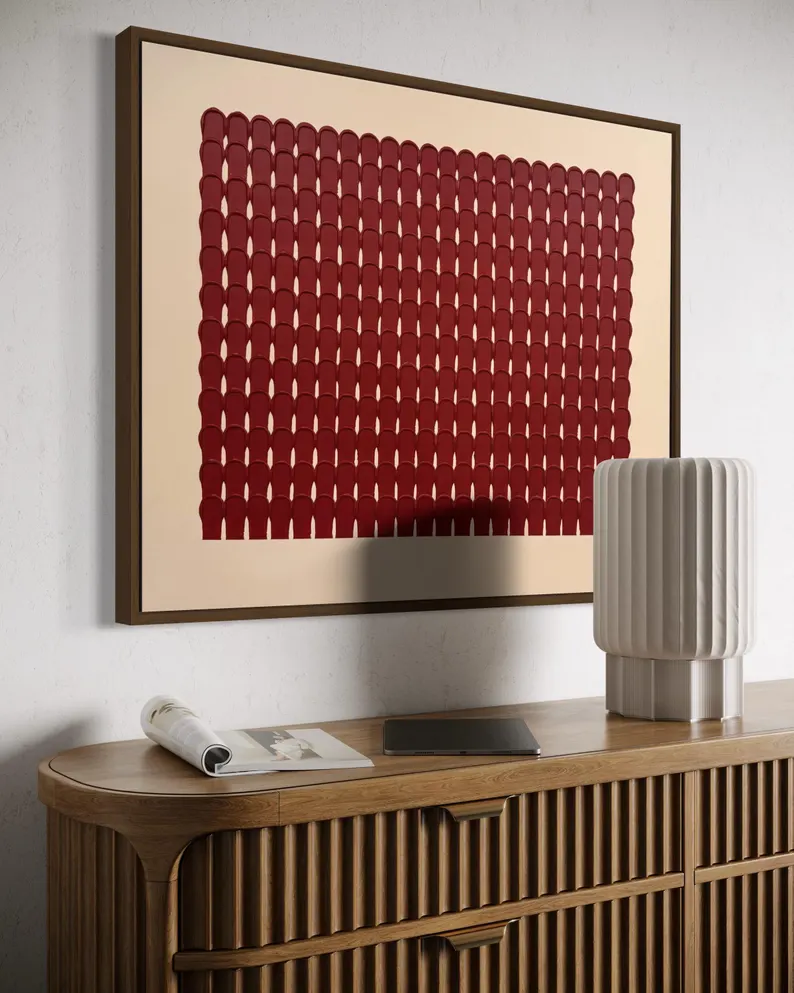Minimalist Red Geometric Wall Art – Abstract Modern Canvas #MA027