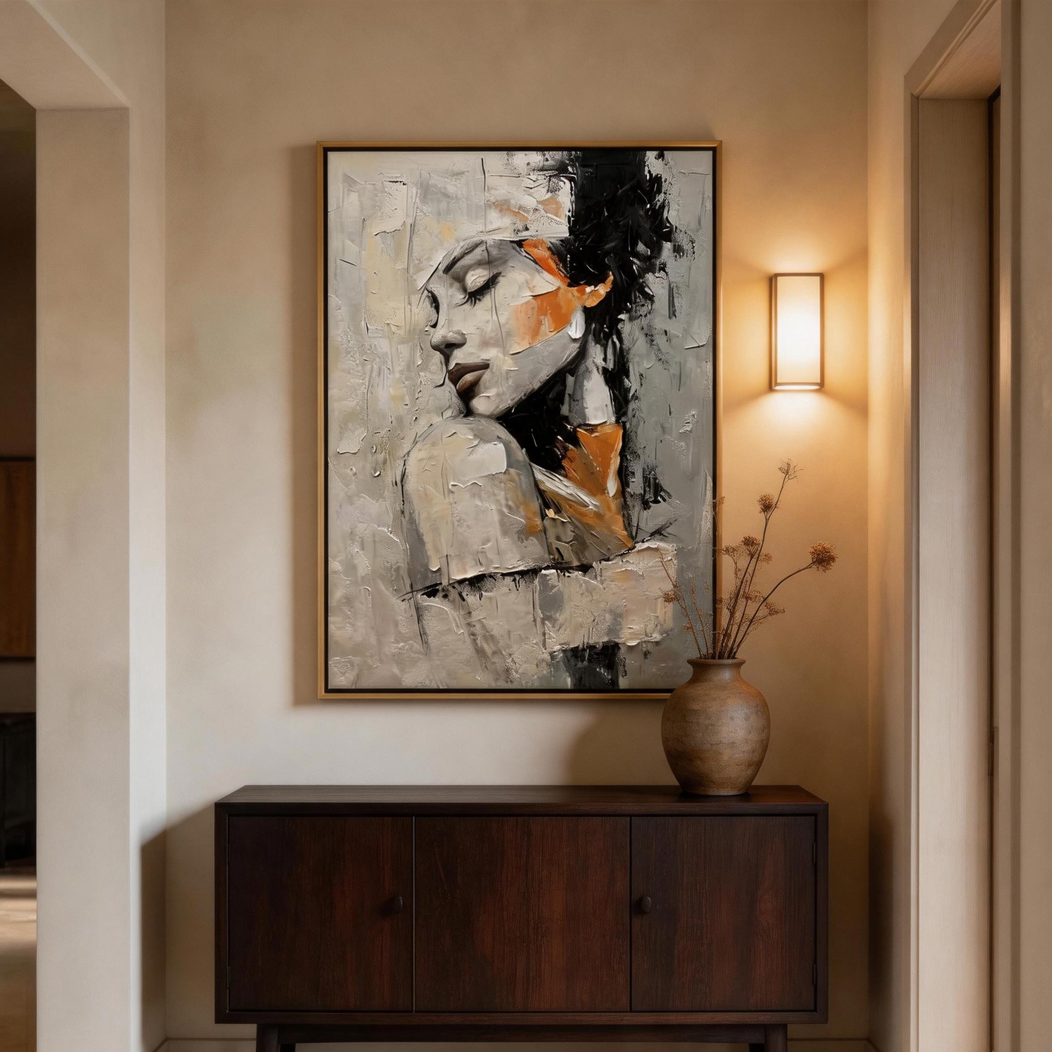 Neutral Portrait | Abstract Textured Wall Art #AB022