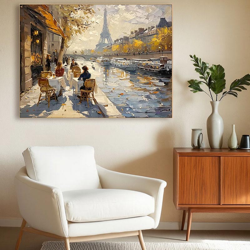 Paris Eiffel Tower Impressionist Canvas Wall Art #AT035