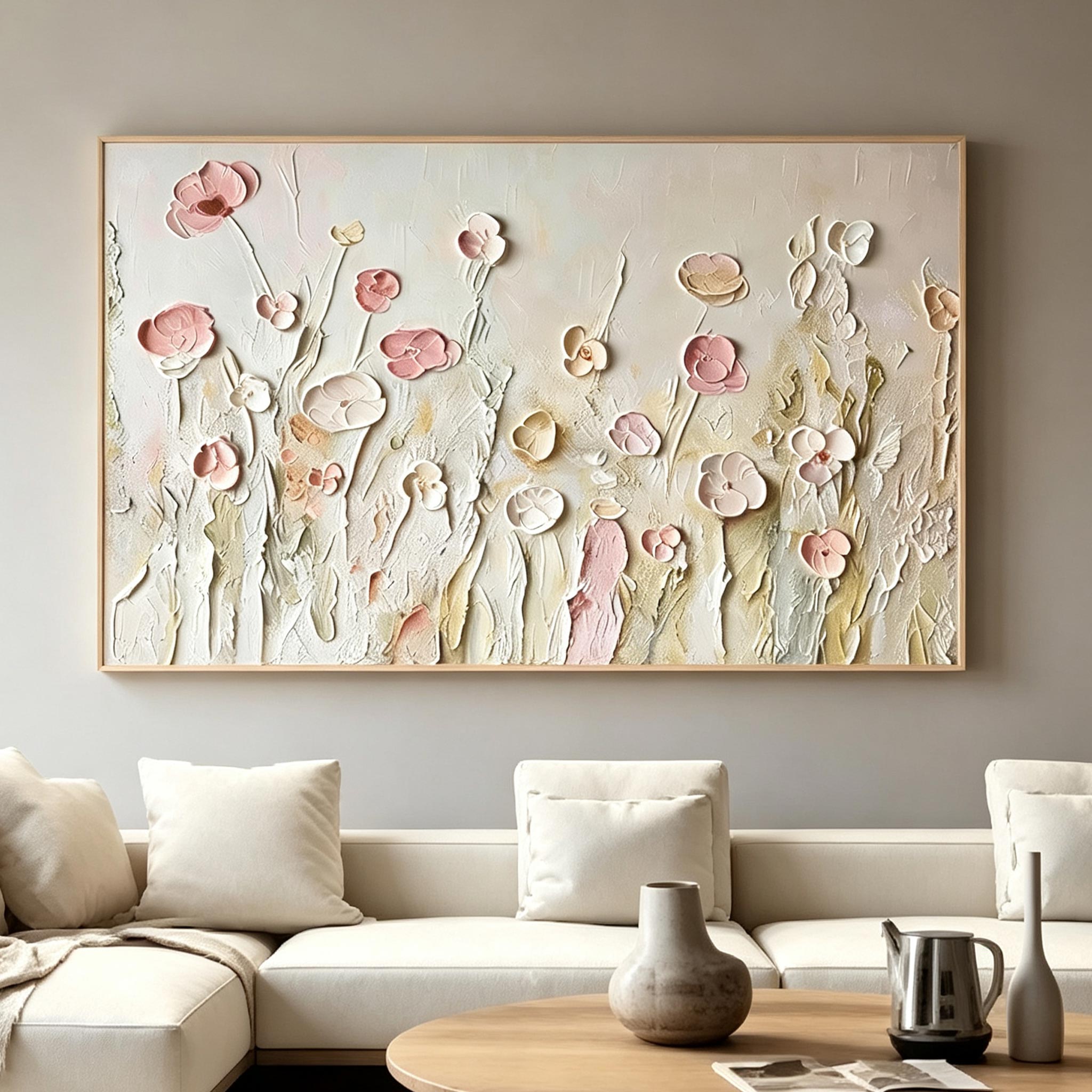 Textured Pink Wildflower Wall Art #FL071
