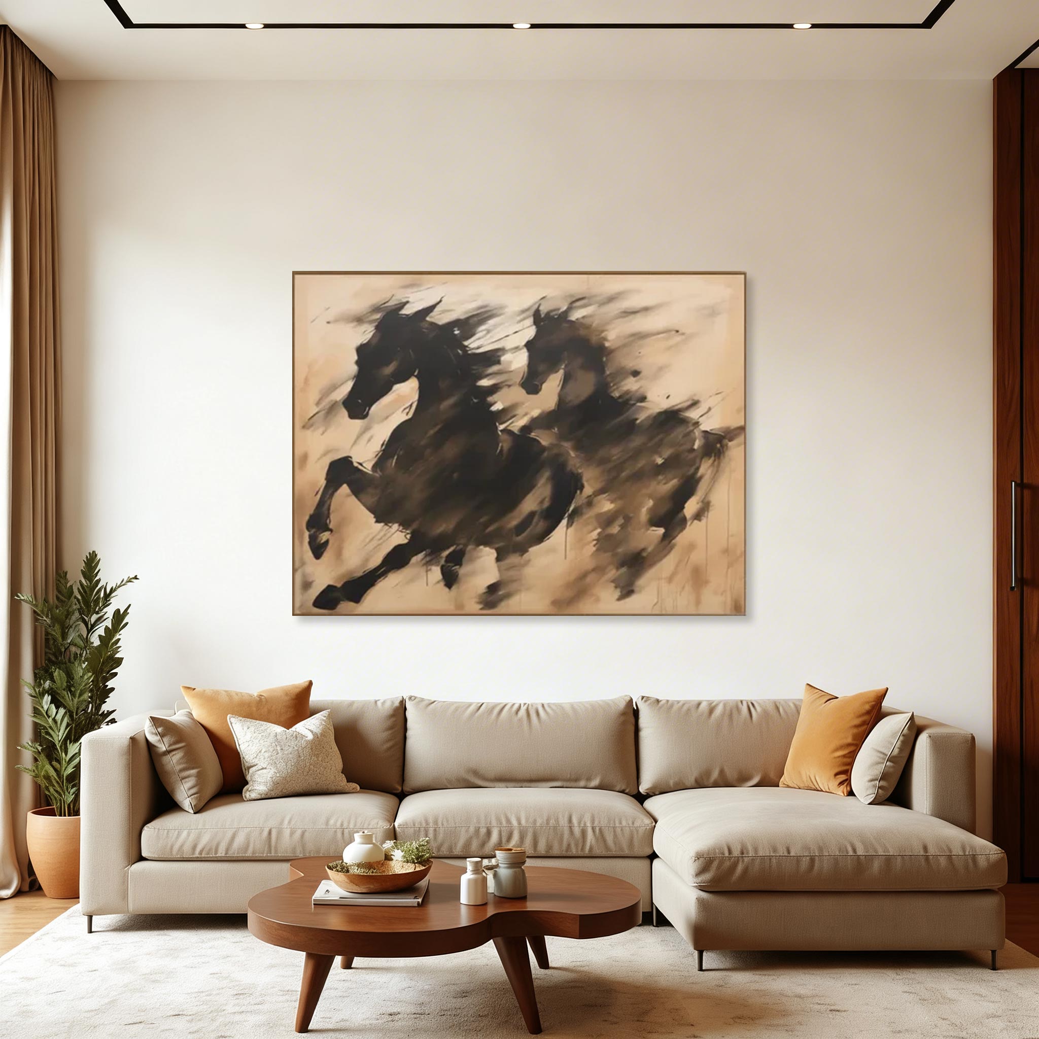 Abstract Running Horses Wall Art #HA005