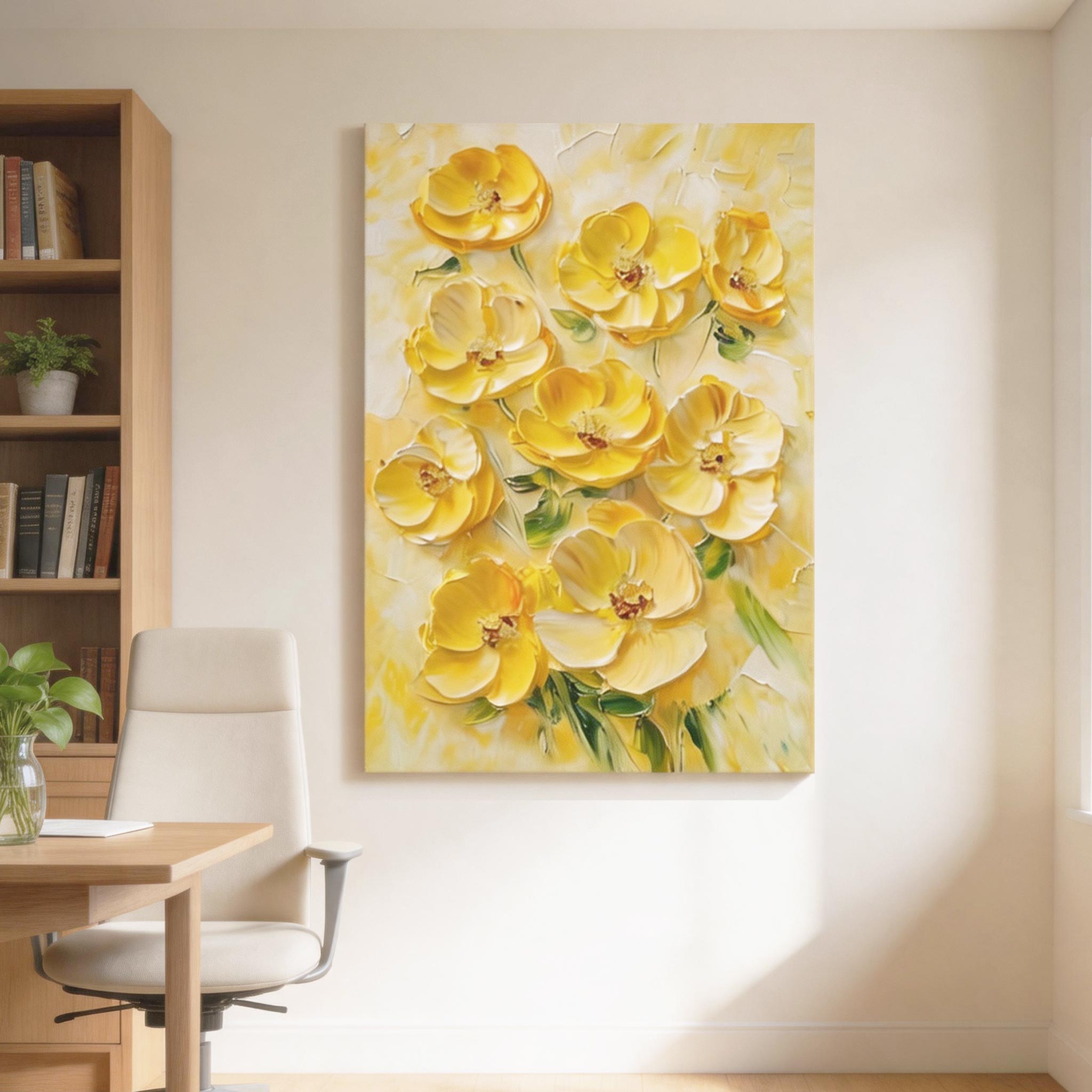 Textured Yellow Bloom Wall Art #FL015