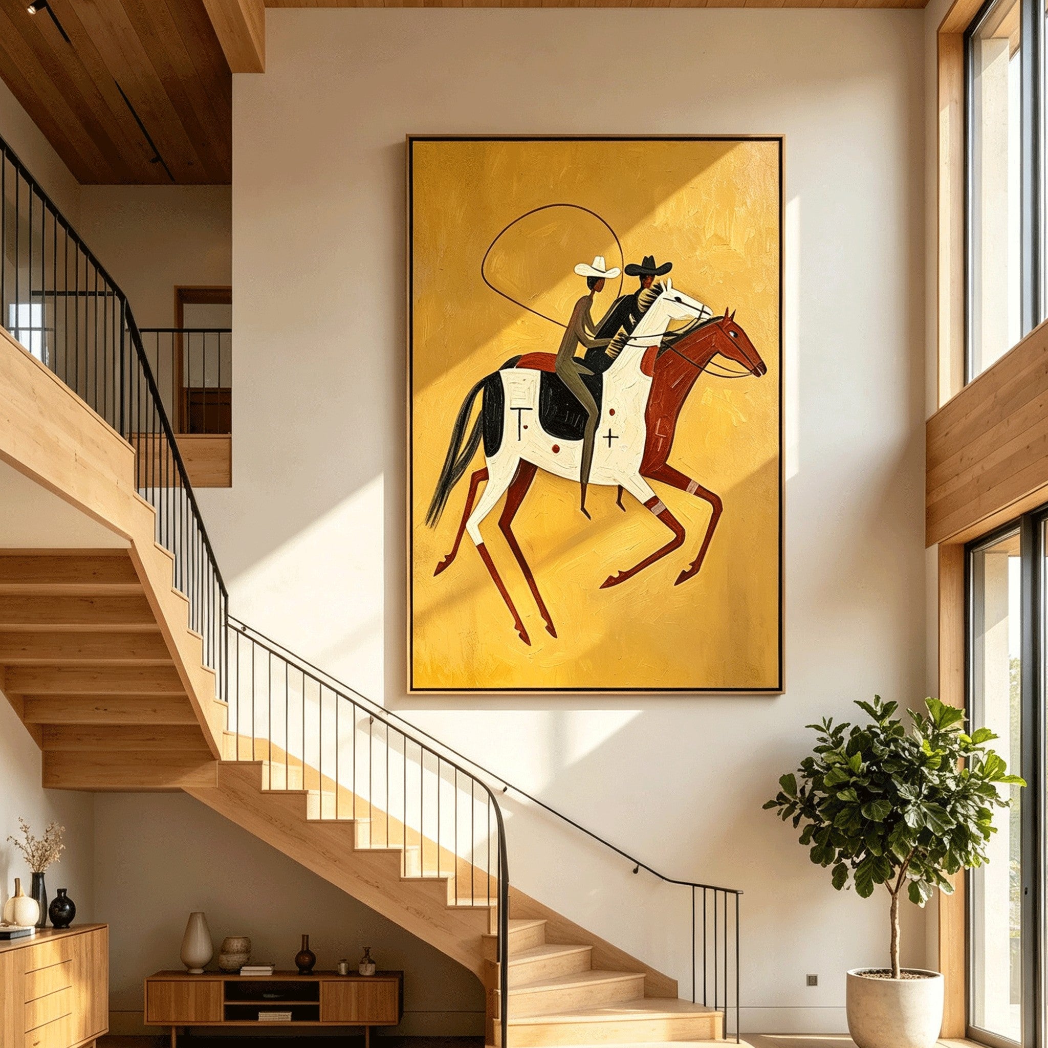 The Lasso – Whimsical Folk Art Cowboy Painting #HA060