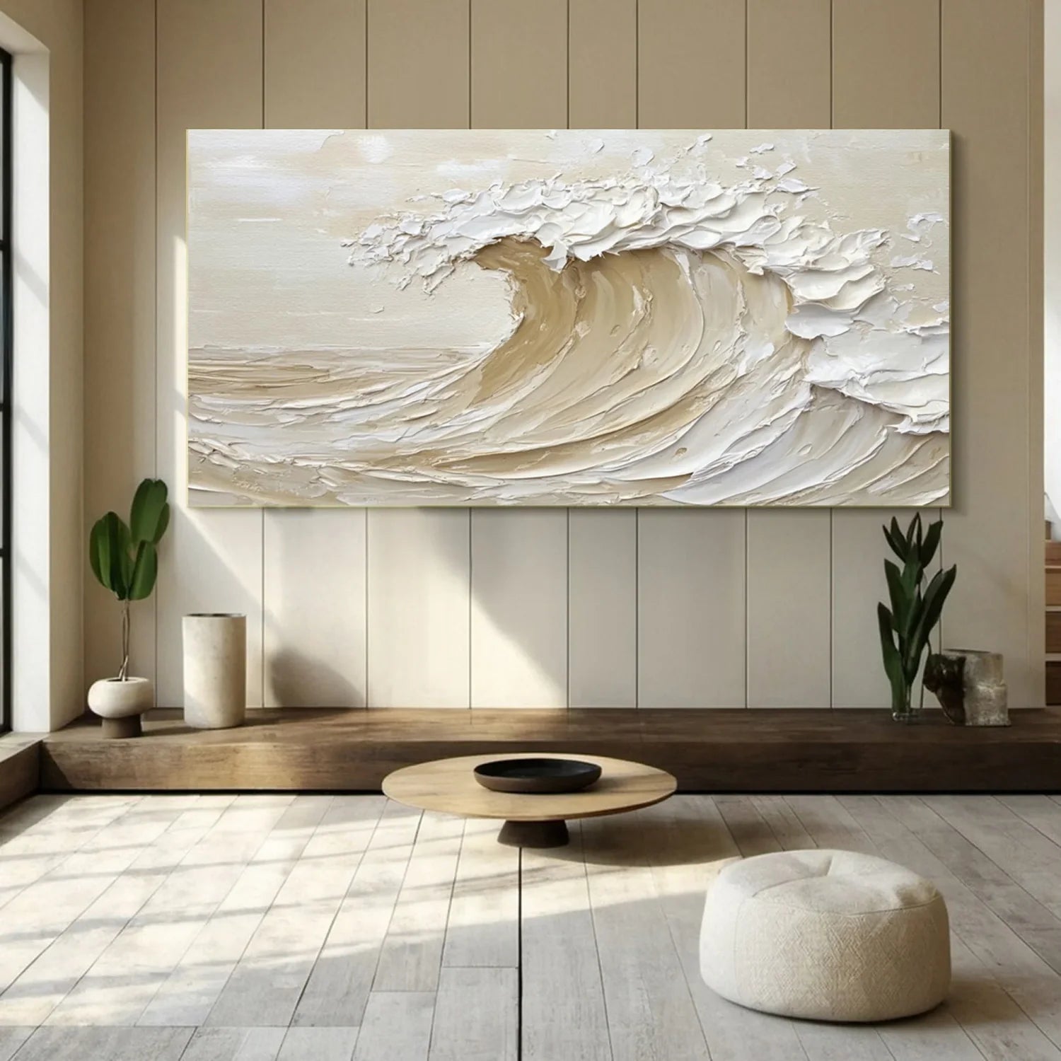 Beige & Brown Sky And Ocean Painting #SO017