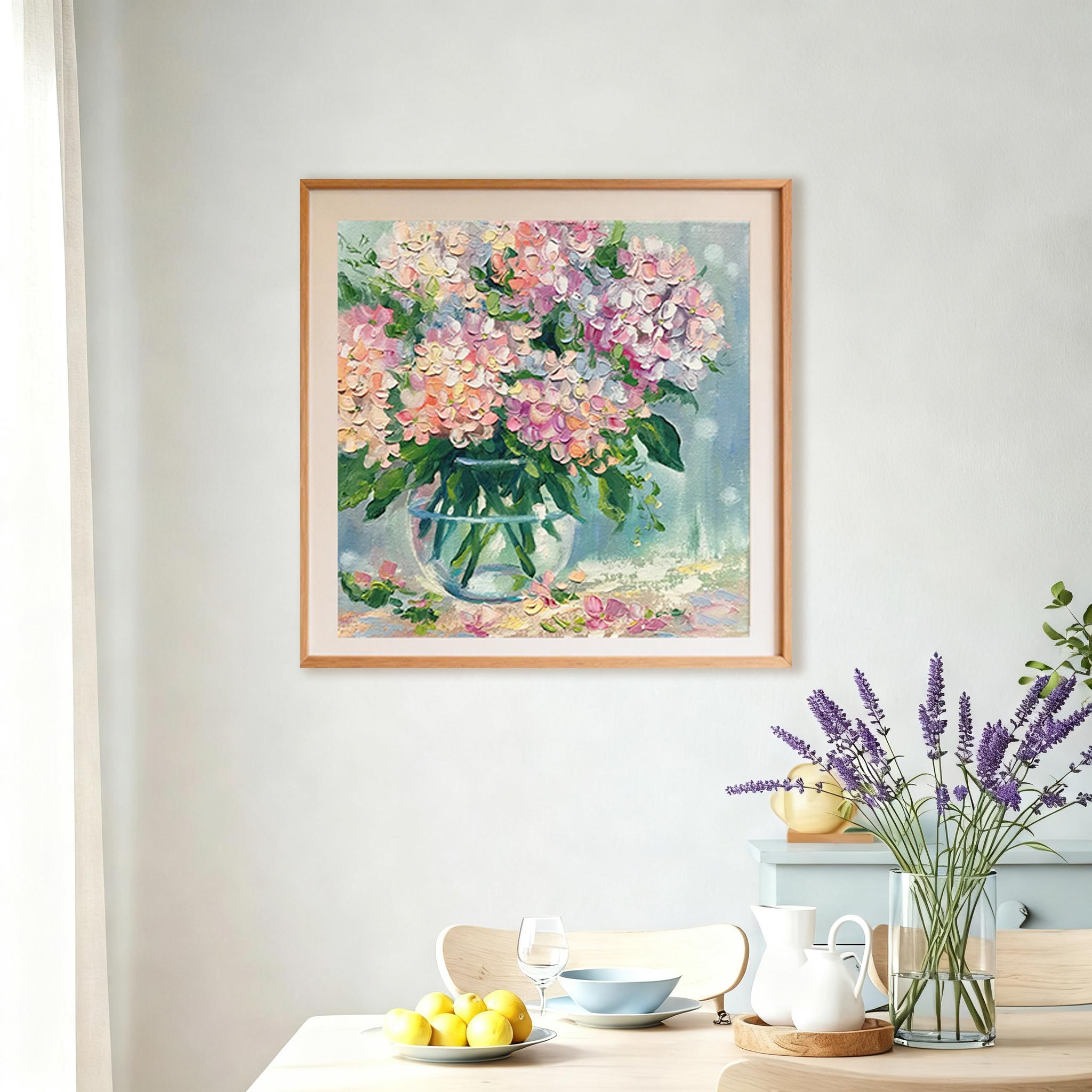 Pastel Hydrangea Bouquet Wall Art #FL004