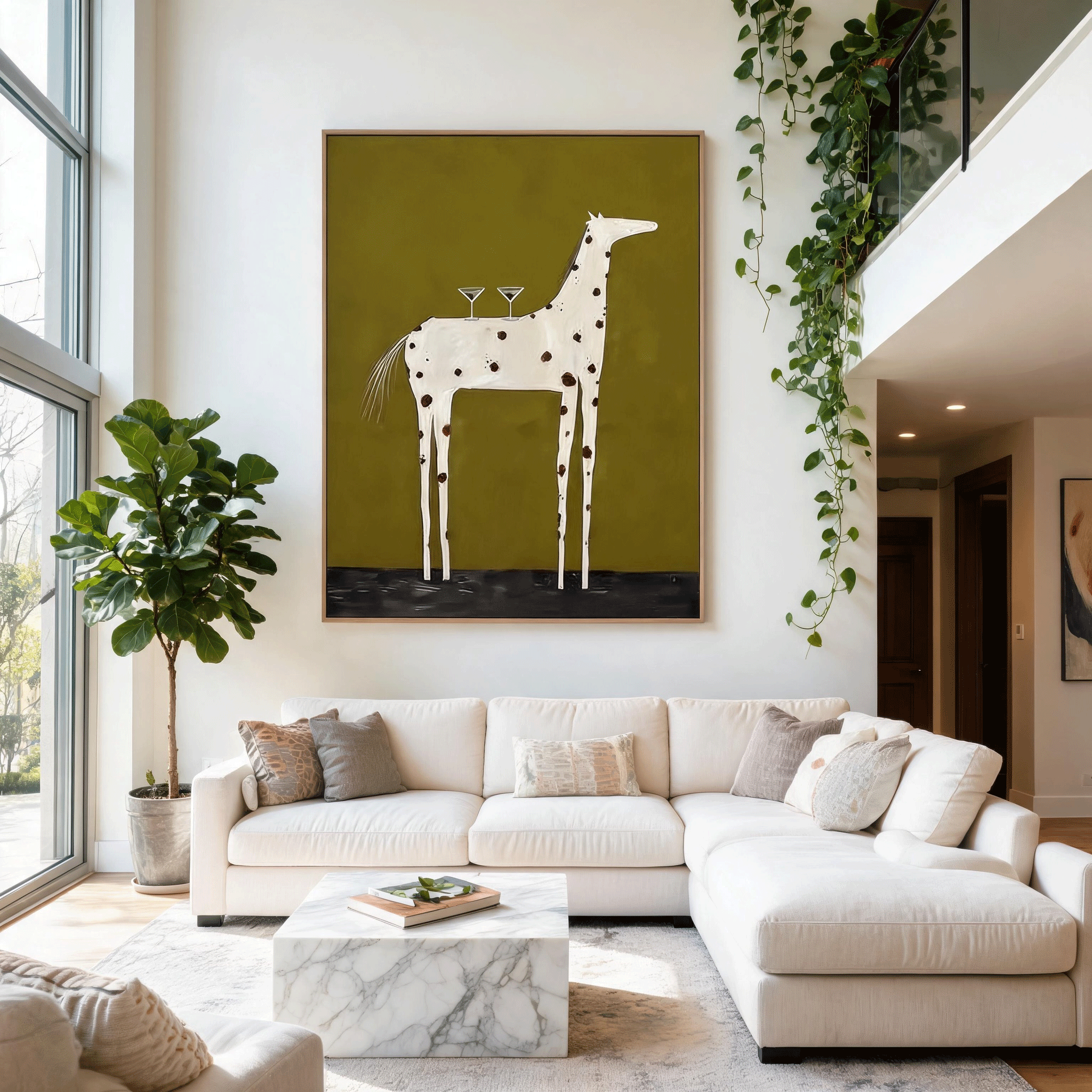 Minimalist Horse Wall Art | Modern Figurative Oil Painting #HA052