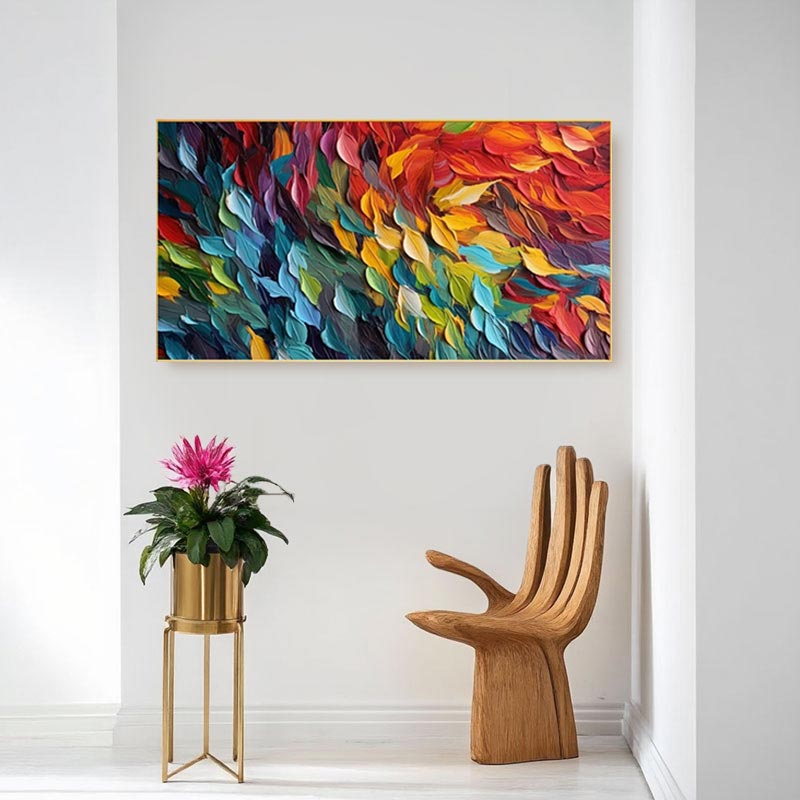 Rainbow Palette Knife Abstract Wall Decor – Modern Panoramic #AT036