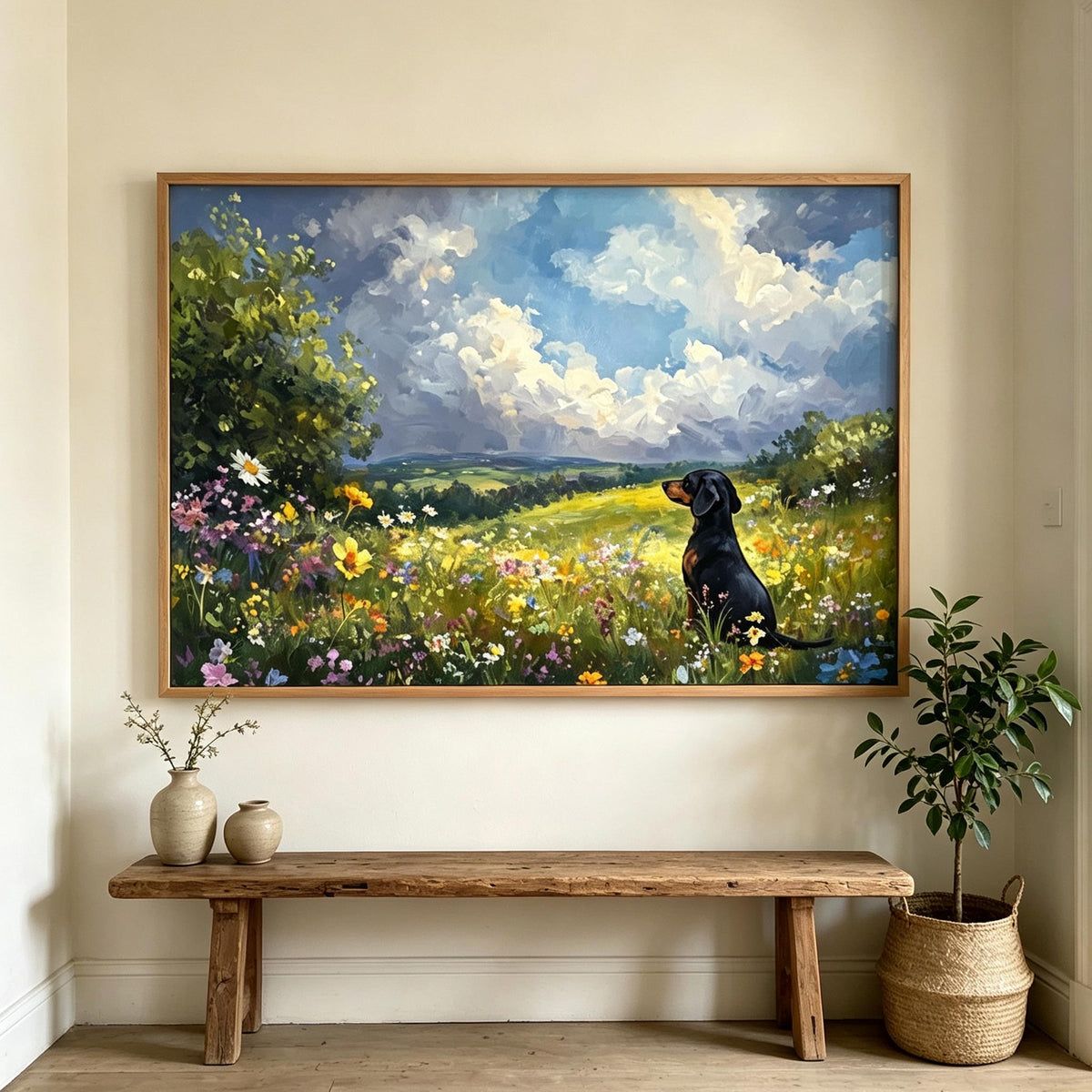 Dachshund in Wildflower Meadow Wall Art #AN004
