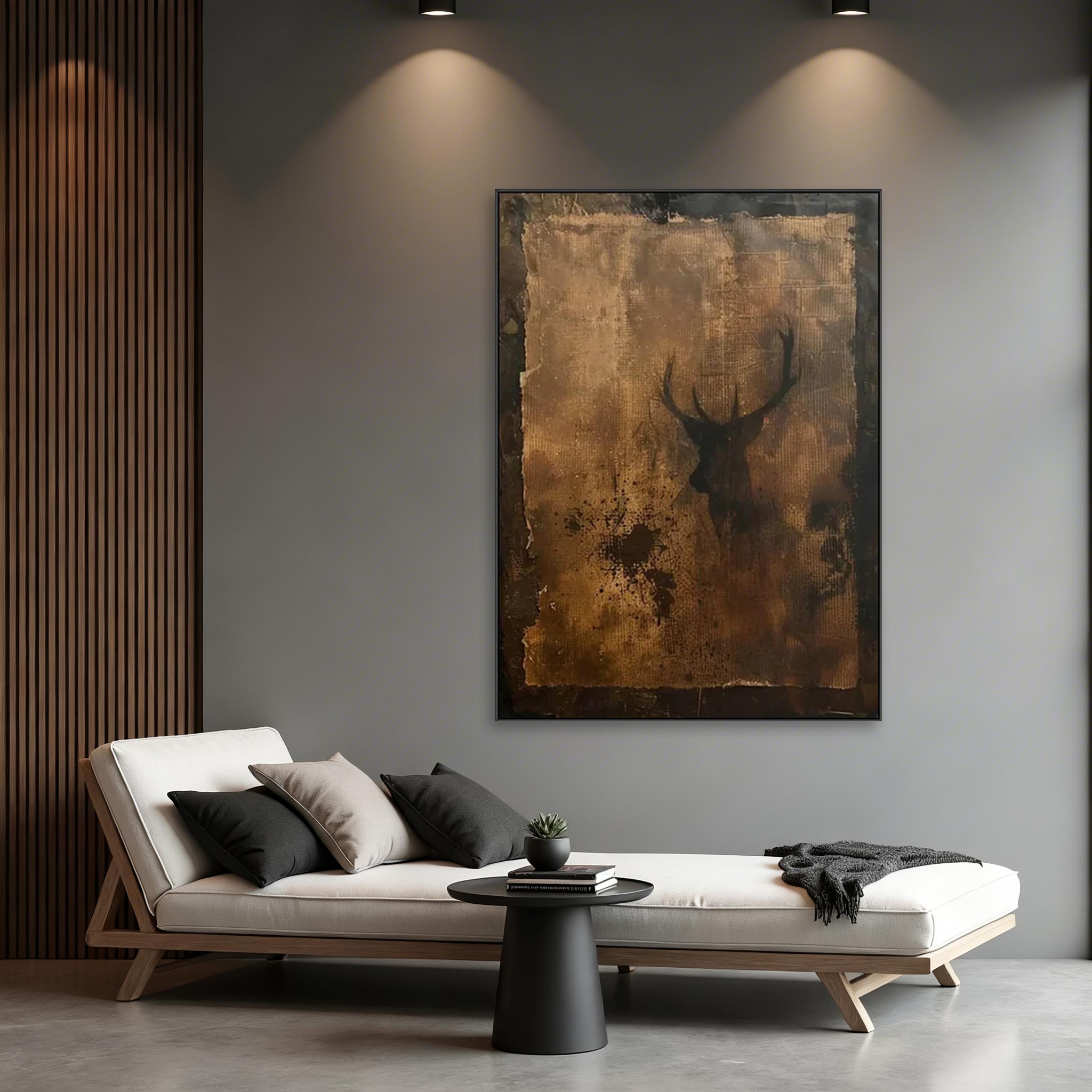 Rustic Deer Wall Art – Abstract Stag Canvas Painting #MA017