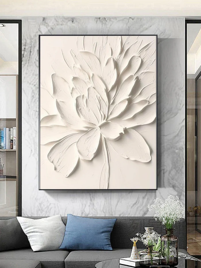 White Textured Minimalist Wall Art #WT008