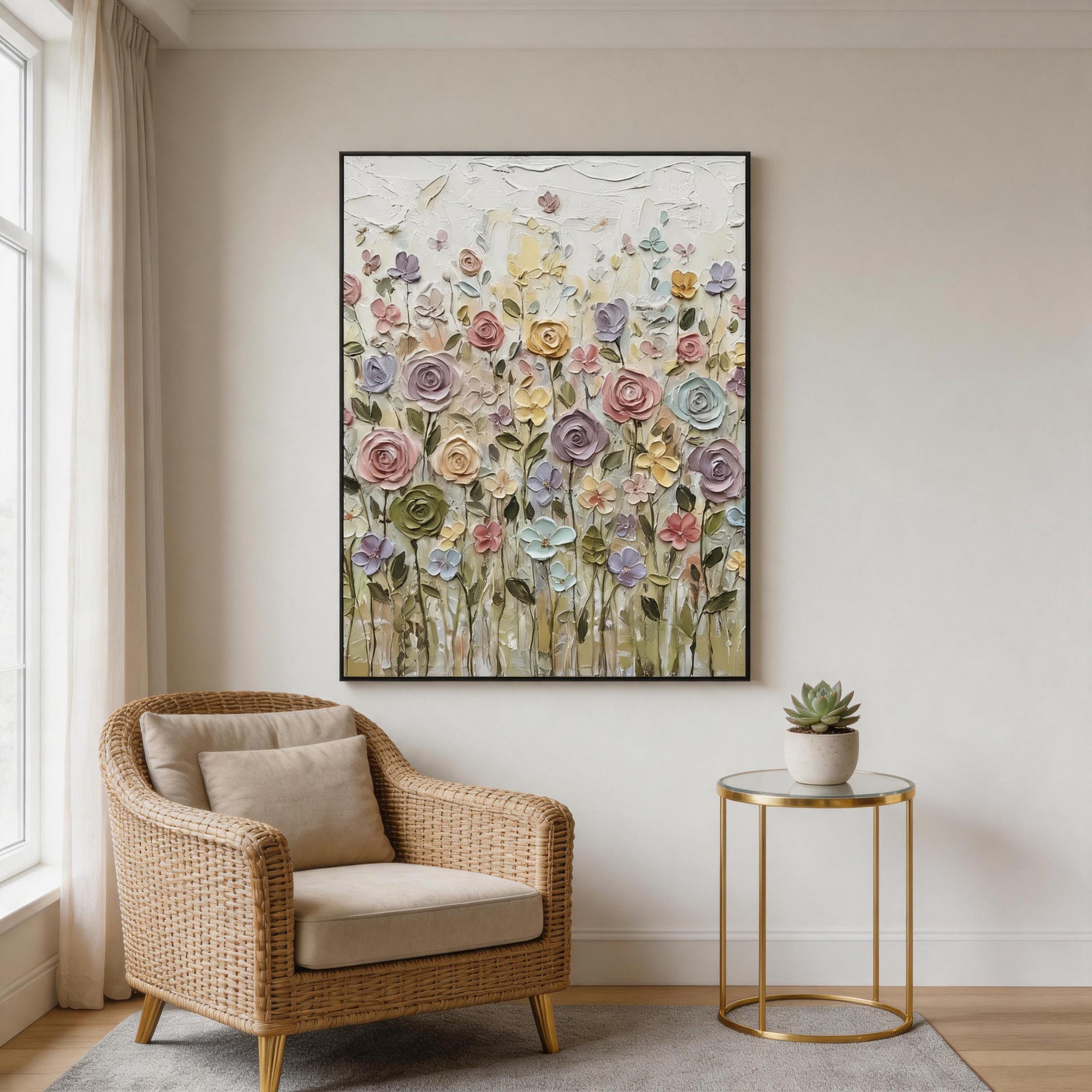 Pastel Floral Garden Wall Art #FL035
