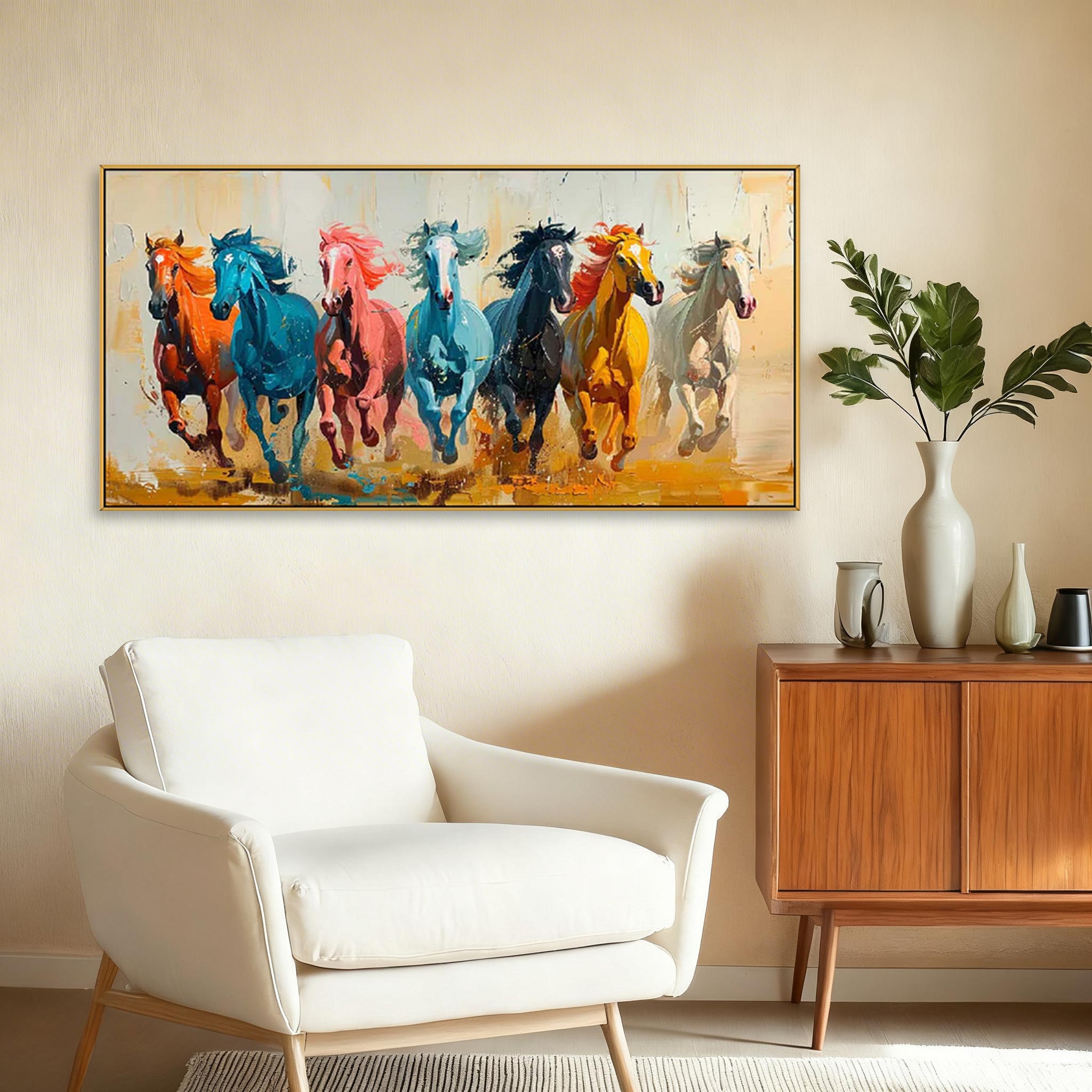Colorful Running Horses Wall Art #HA004
