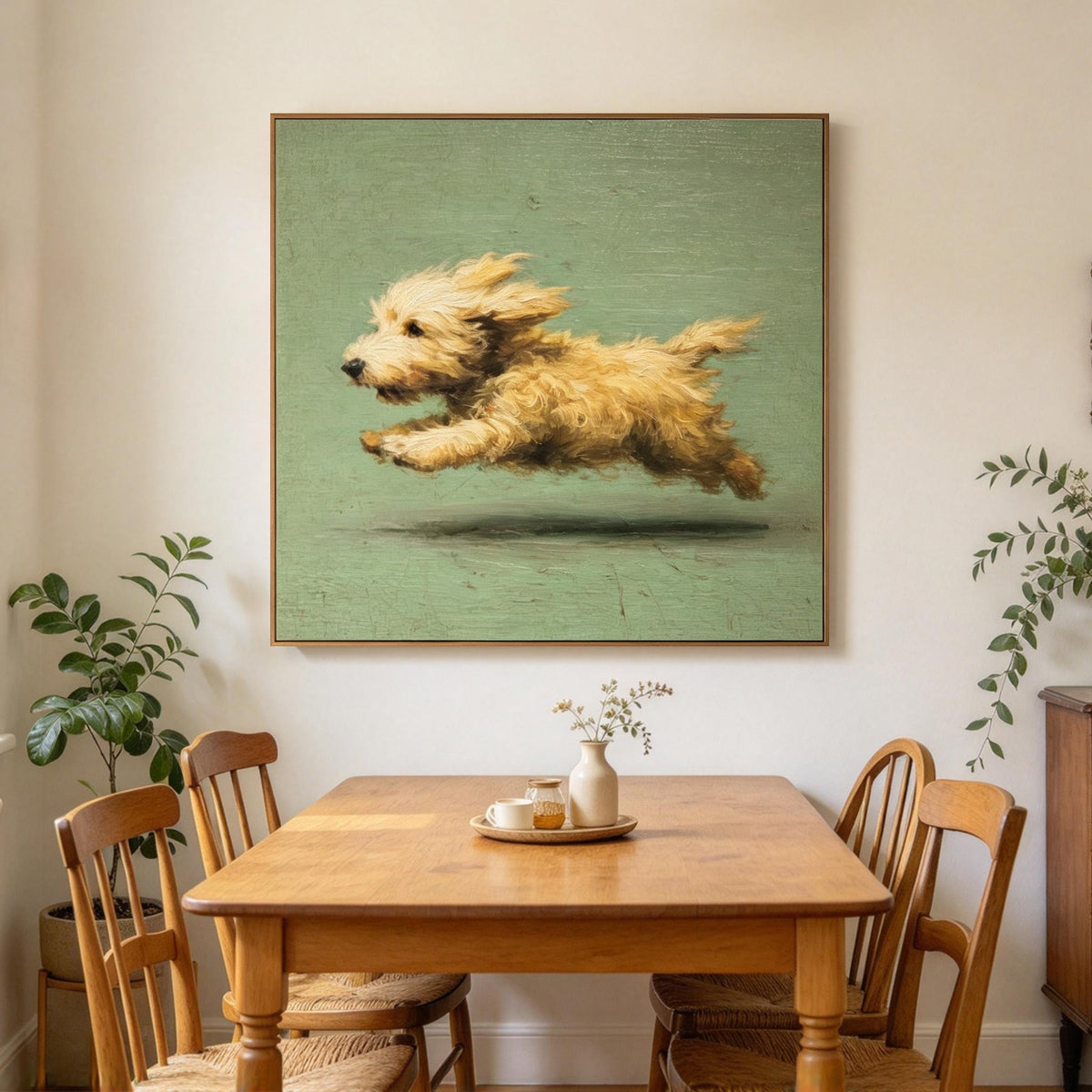 Running Golden Puppy Wall Art #AN030