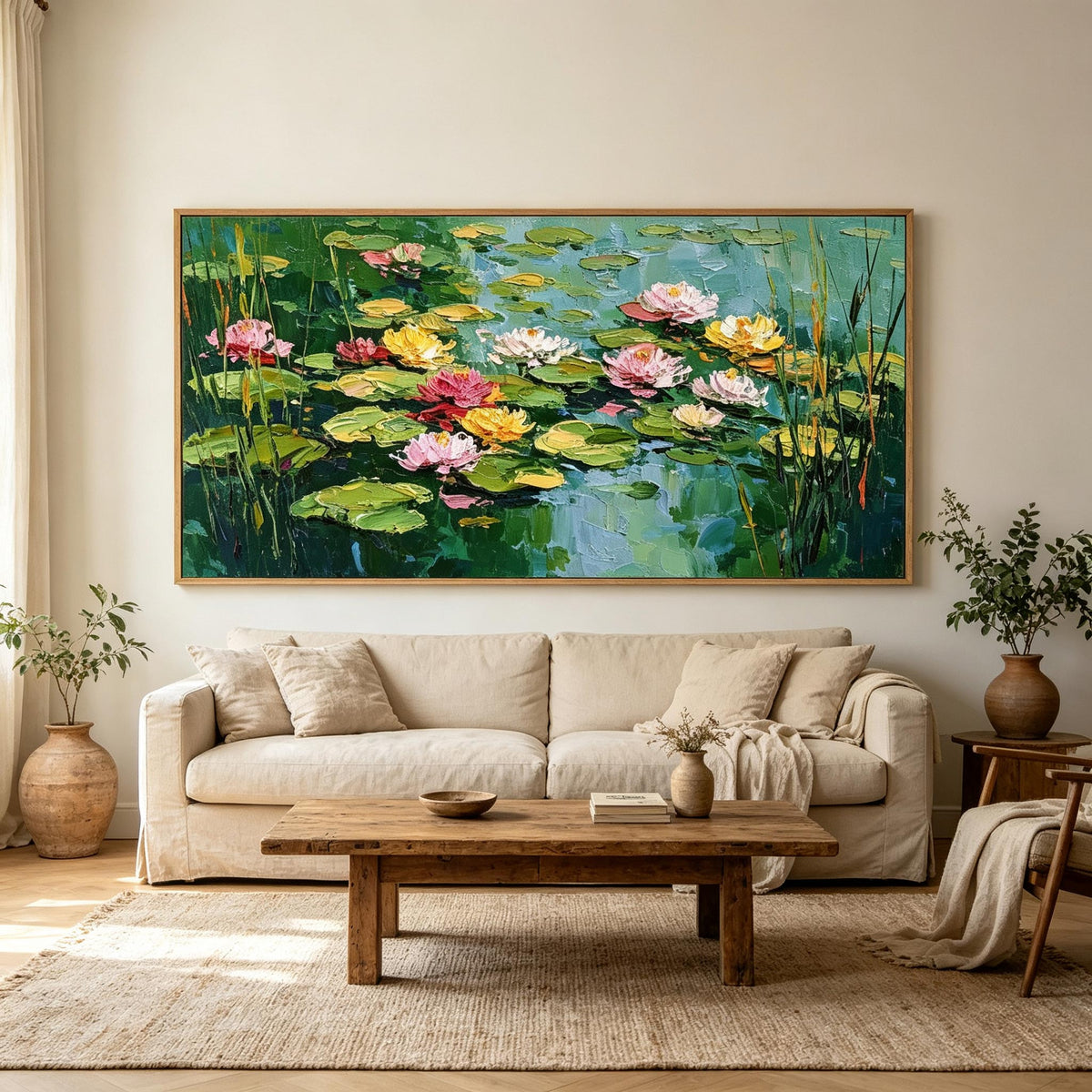 Colorful Water Lily Pond Wall Art #LS052