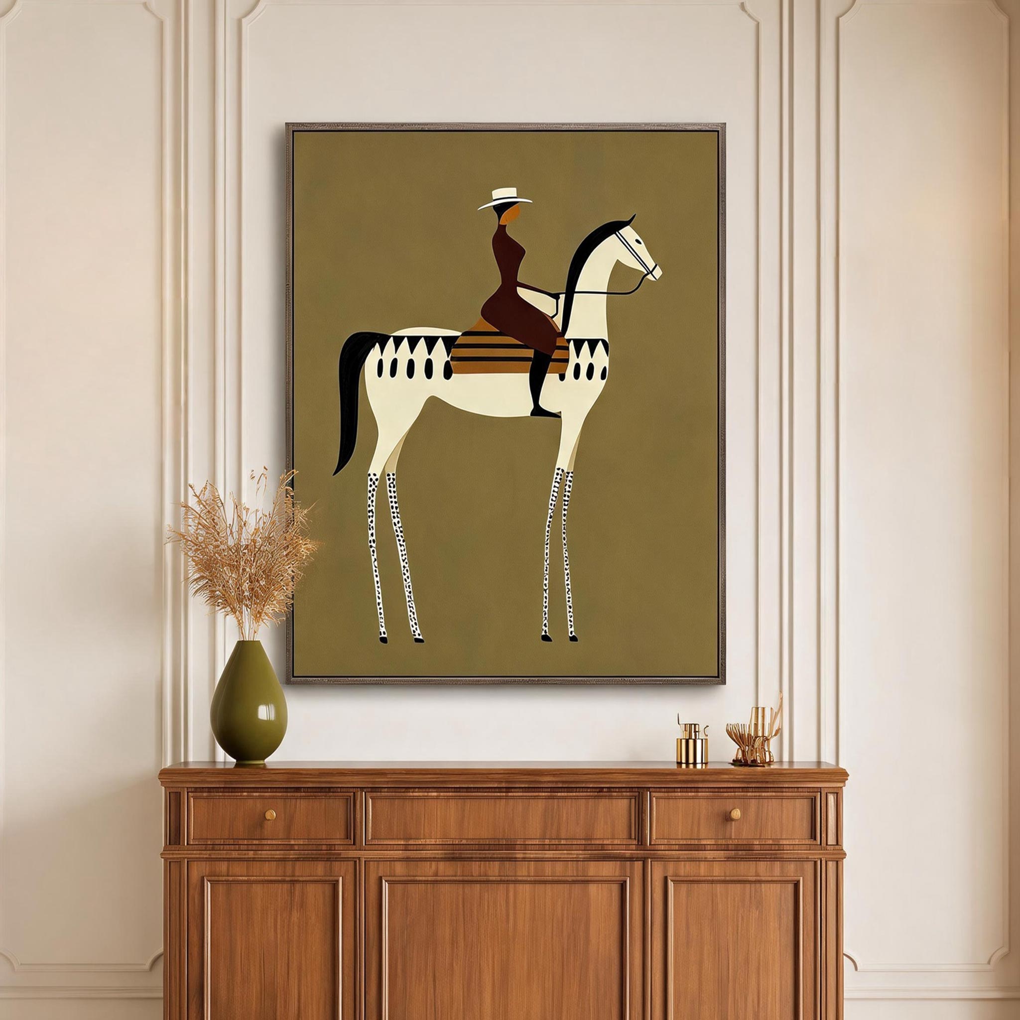 Equestrian Grace | Modern Horse Rider Wall Art #HA047